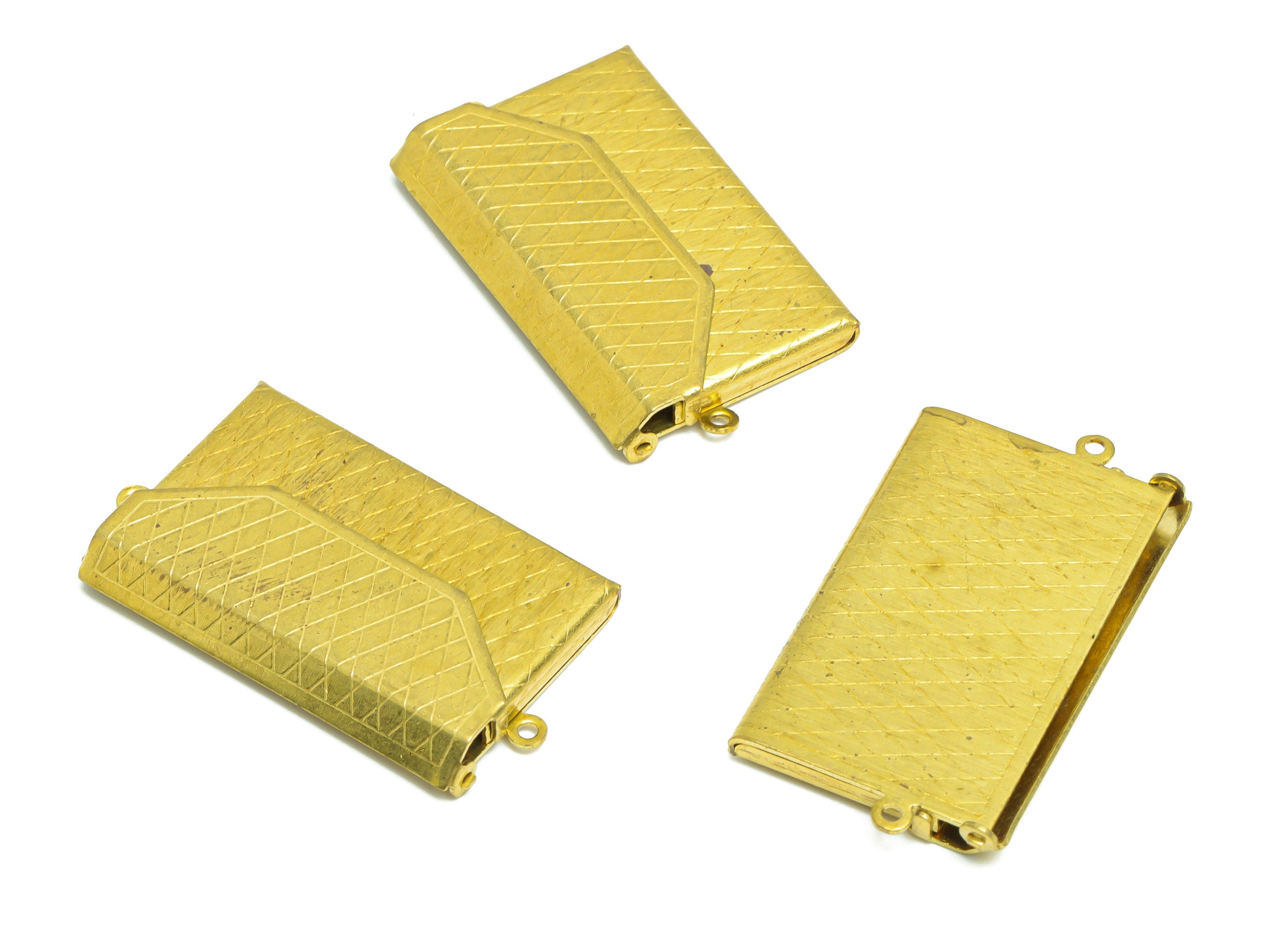 Brass Envelope Locket Charms - Raw Brass Clutch Bag  Locket Charms - Antique Vintage Looking Locket - 37.26x21x3.64mm - PP8923 - DOMEDBAZAAR