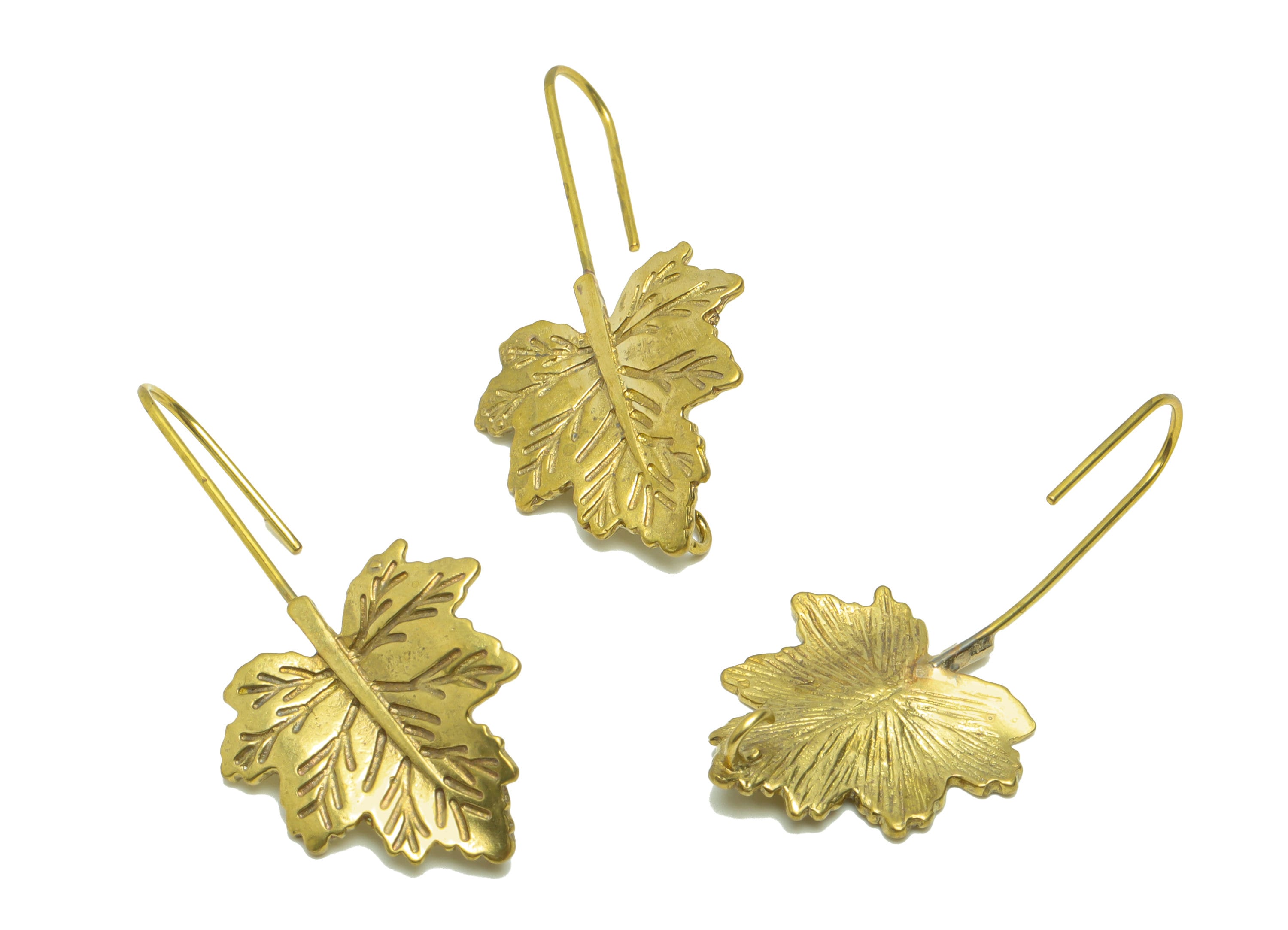 Brass Maple Leaf Earring - Raw Brass Poplar Leaf Earring Wires - Brass Botanical Ear Hooks Findings - Jewelry Supplies - 41x20x1mm- PP8664 - DOMEDBAZAAR
