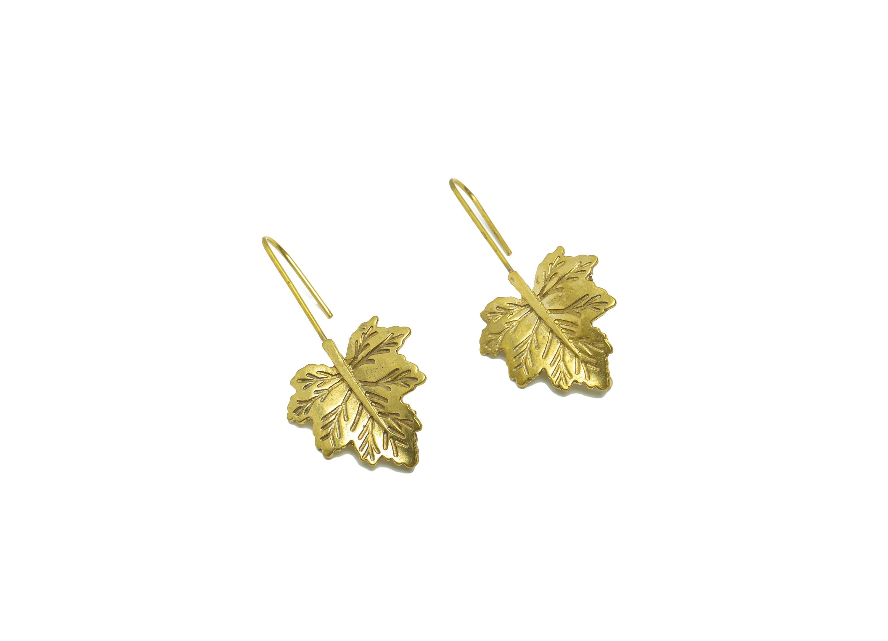 Brass Maple Leaf Earring - Raw Brass Poplar Leaf Earring Wires - Brass Botanical Ear Hooks Findings - Jewelry Supplies - 41x20x1mm- PP8664 - DOMEDBAZAAR