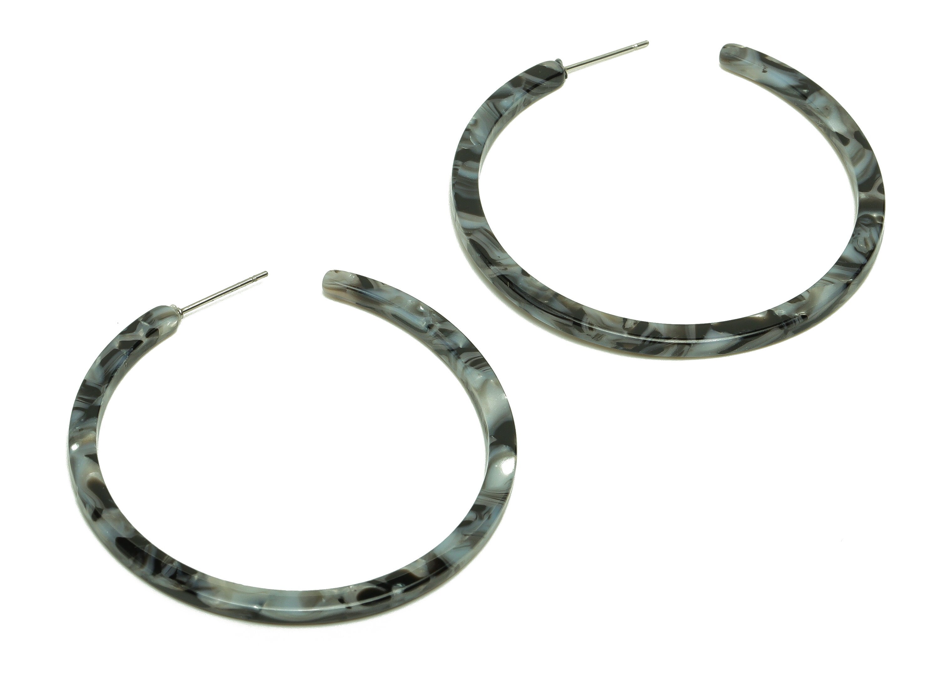 Acetate Hoop Earring Post - Open Hoop Earrings Stud - Acetate Round Earring Post - Open Hoop Earring - 49.48x49.4x2.51mm - AC2643B - DOMEDBAZAAR
