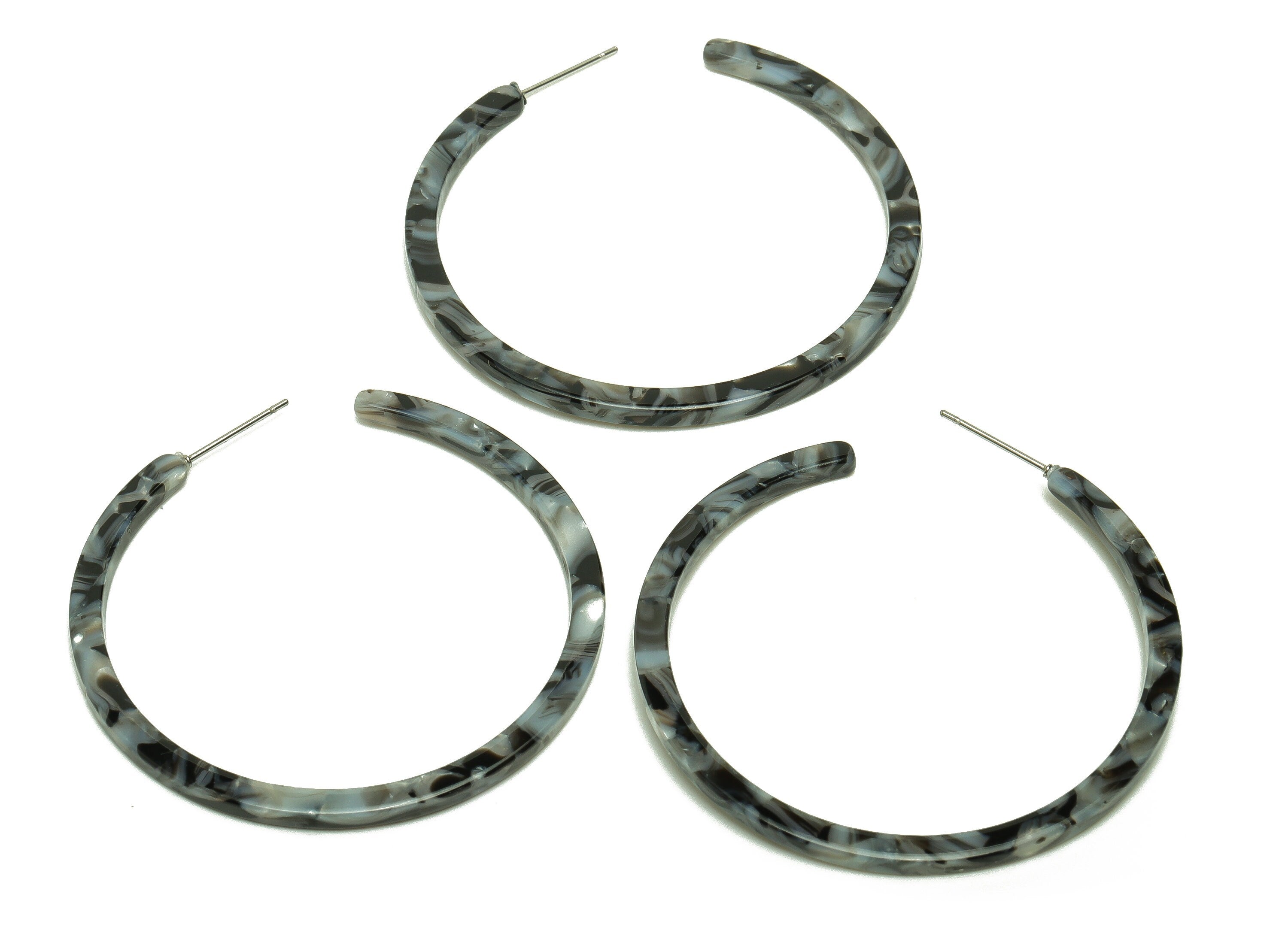 Acetate Hoop Earring Post - Open Hoop Earrings Stud - Acetate Round Earring Post - Open Hoop Earring - 49.48x49.4x2.51mm - AC2643B - DOMEDBAZAAR