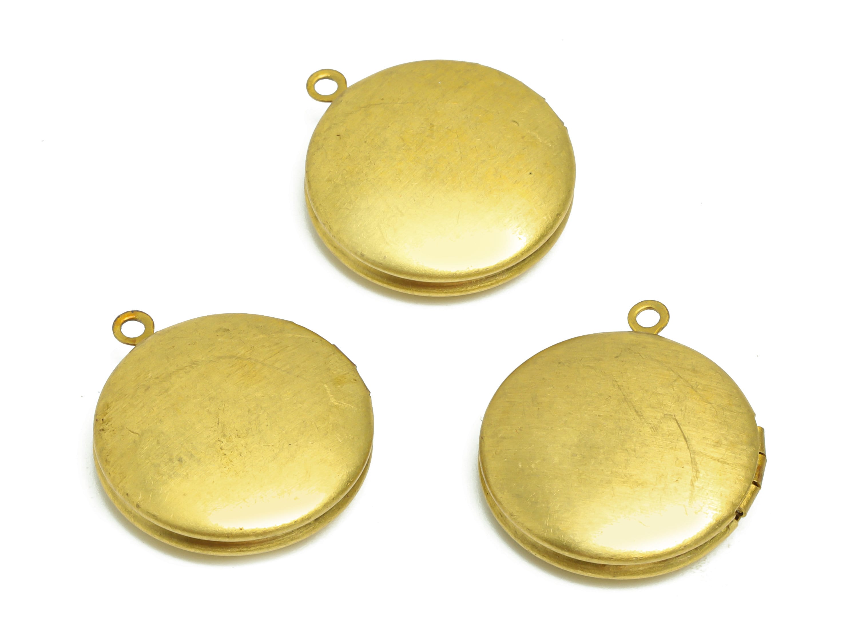 Brass Round Locket Charm - Raw Brass Antique Vintage - Antique Looking Locket - Vintage Looking Locket For Necklace - 22.75x19x5mm - PP8926 - DOMEDBAZAAR
