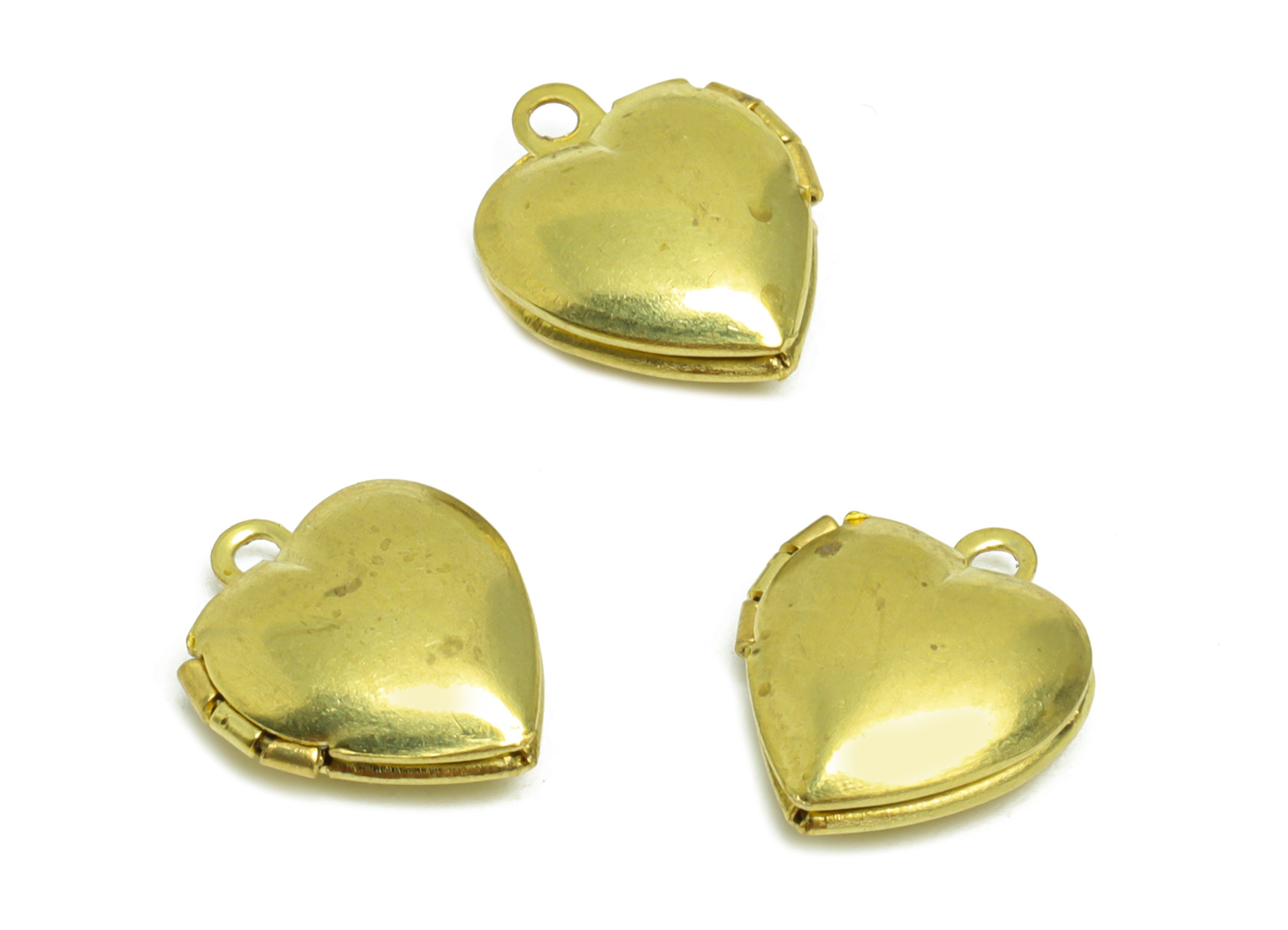 Brass Heart Locket Charm - Raw Brass Mini Heart Locket Charms - Heart Locket Pendant For Engraved - 12.27x10.34x4.21mm - PP8917 - DOMEDBAZAAR