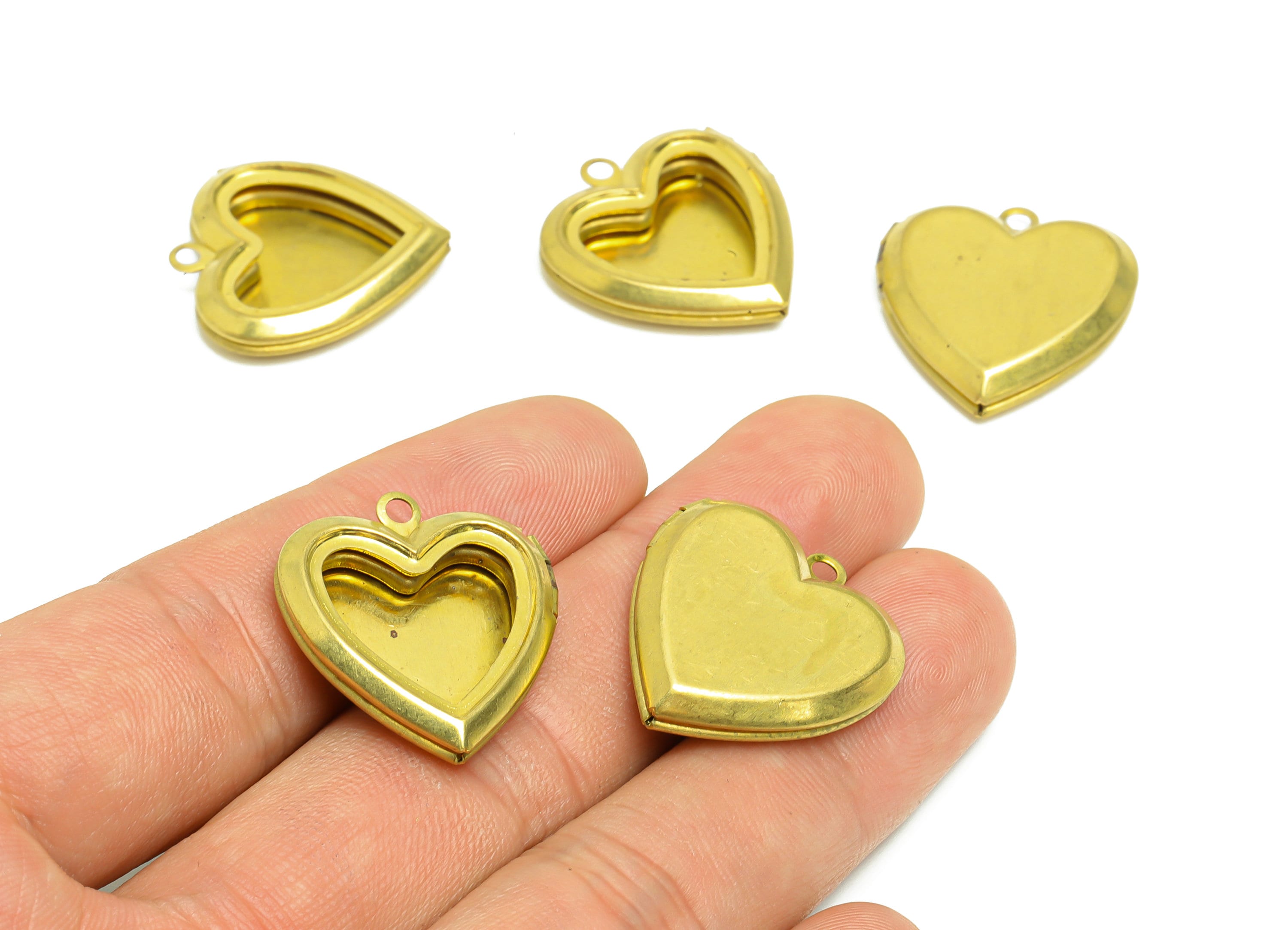 Brass Heart Locket Charm - Raw Brass Hollow Heart Locket Charms - Locket Pendant For Necklace - Fligre Locket Pendant - 24.6x22x4mm - PP8911 - DOMEDBAZAAR