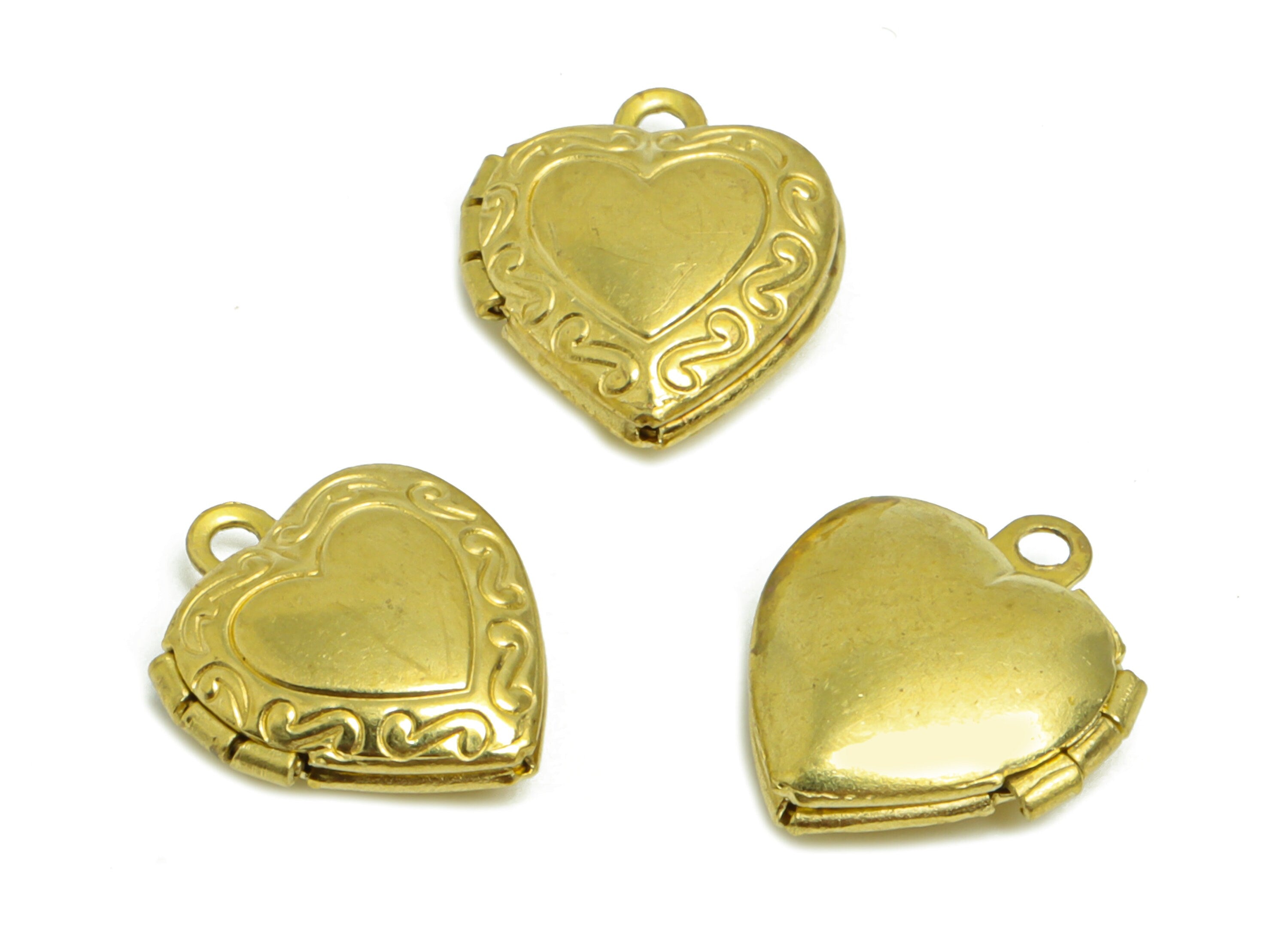 Brass Heart Locket Charm - Raw Brass Antique Vintage - Engraved Locket Charms - Heart Locket For Engraved - 12.35x10.26x4.06mm - PP8913 - DOMEDBAZAAR