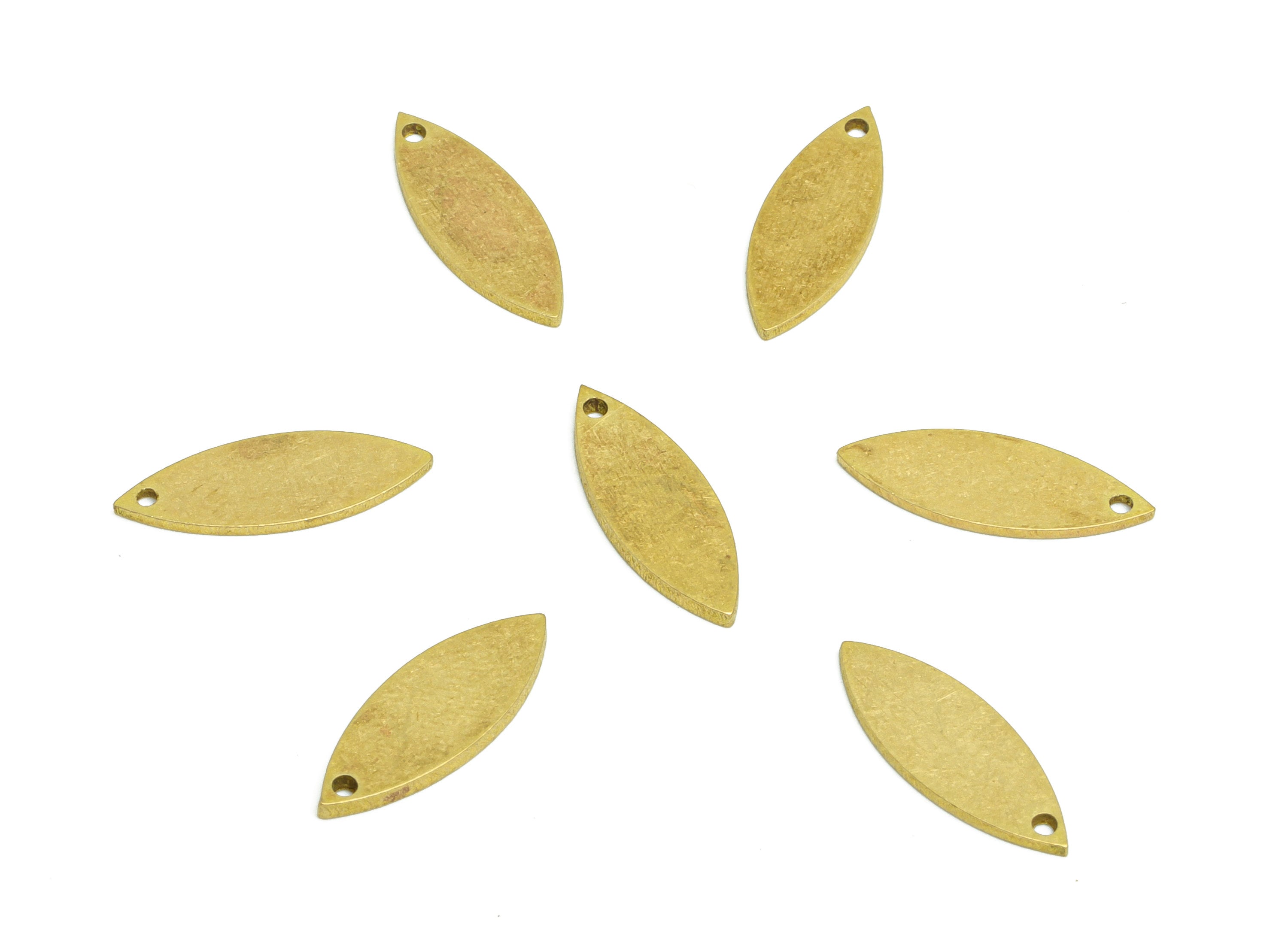 Brass Marquise Earring Charms - Raw Brass Geometry Charm - Semi Marquise Earring Charm - Jewelry Supplies - 14.66x5.25x0.7mm - PP8841 - DOMEDBAZAAR