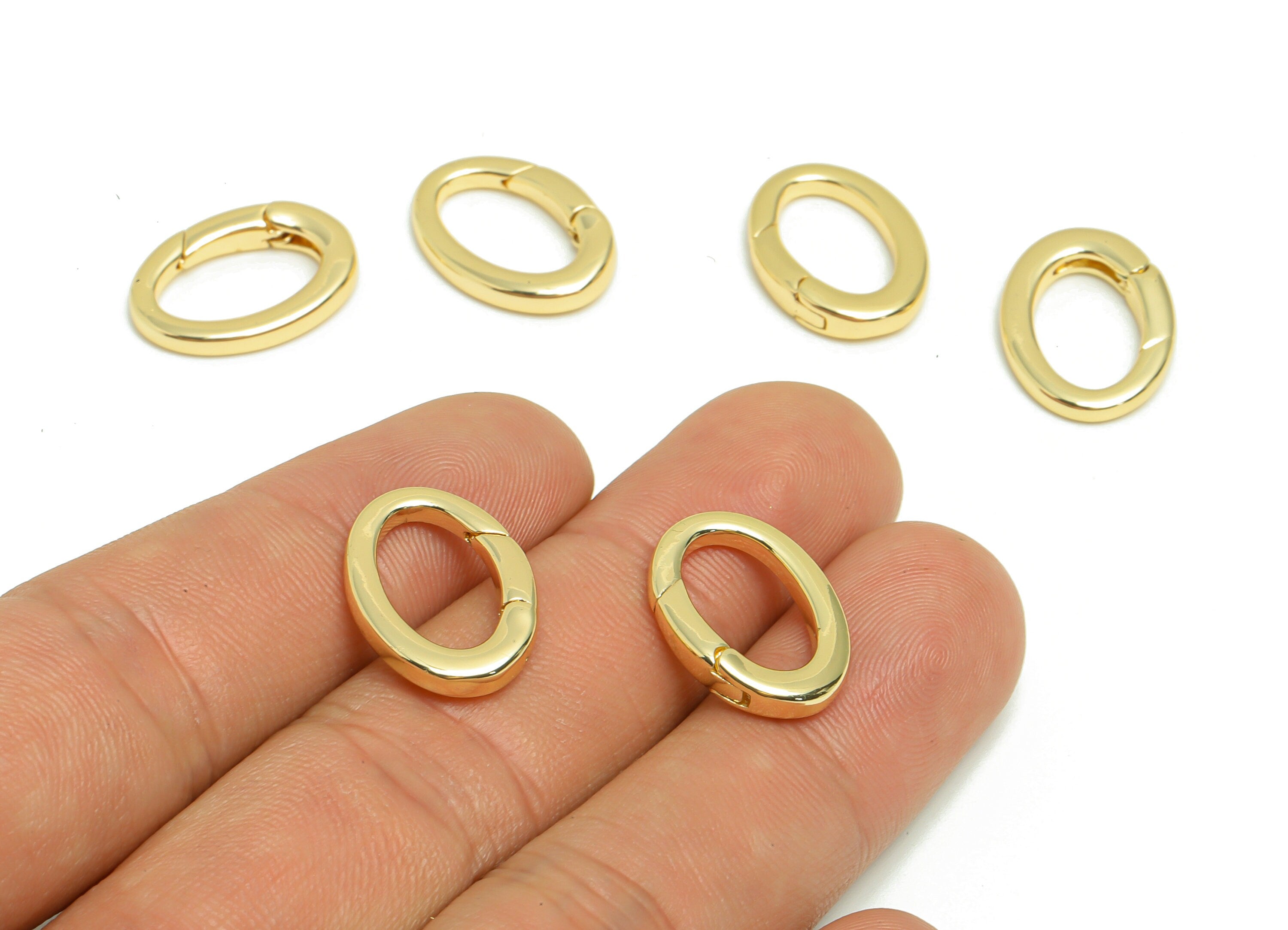Brass Oval Connector Clasp - Brass Carabiner Parrot Clasp - Parrot Clasp - Lobster Claw Clasp - 18K Real Gold Plated - 18x13x2mm - RGP7068 - DOMEDBAZAAR