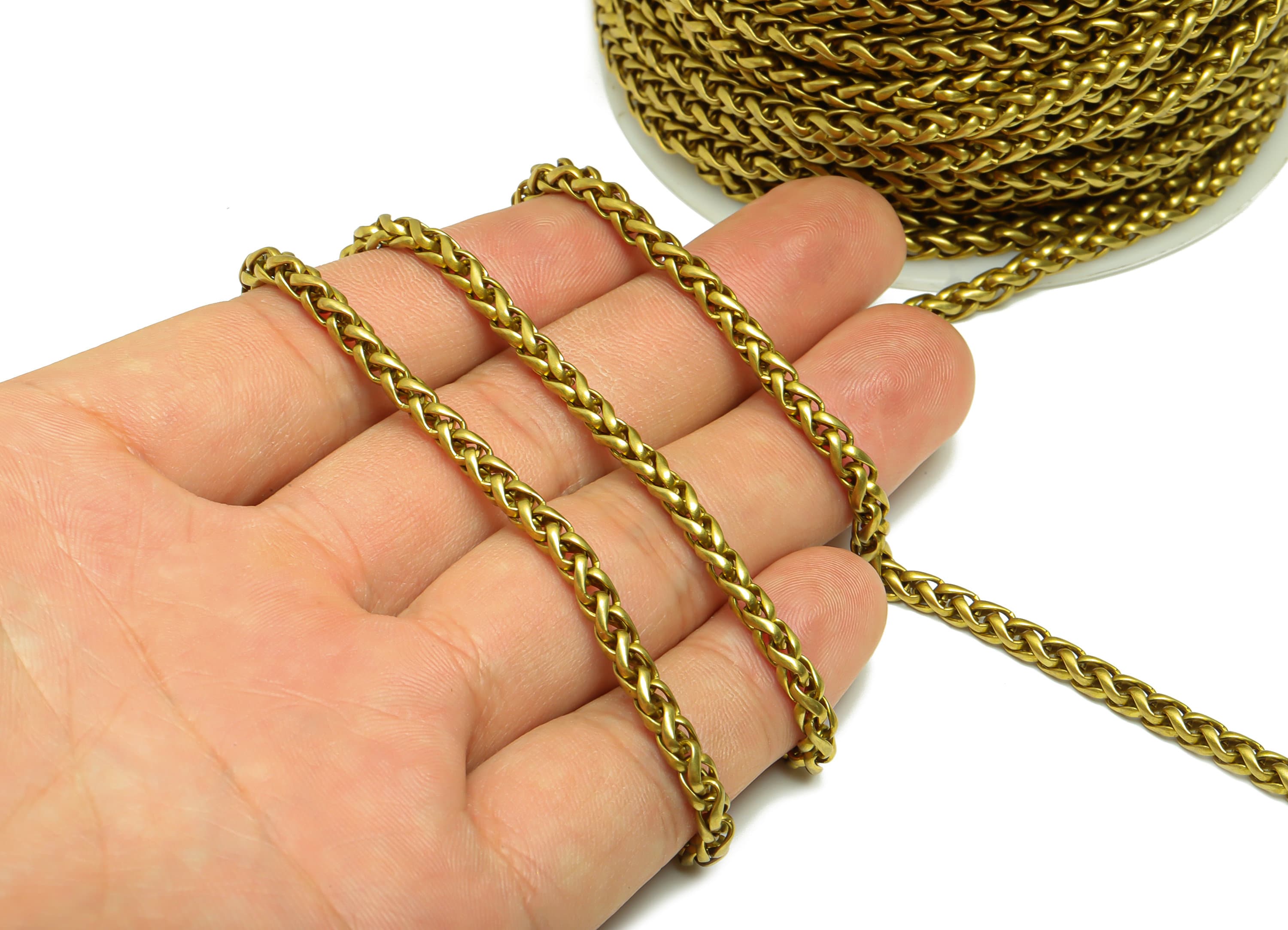 4.0 Braid Chain - Raw Brass Wheat Chain - Knitted Chain - Raw Brass Braid Chain - 3.7mmBraid Chain - Jeweler Making - PP8629 - DOMEDBAZAAR