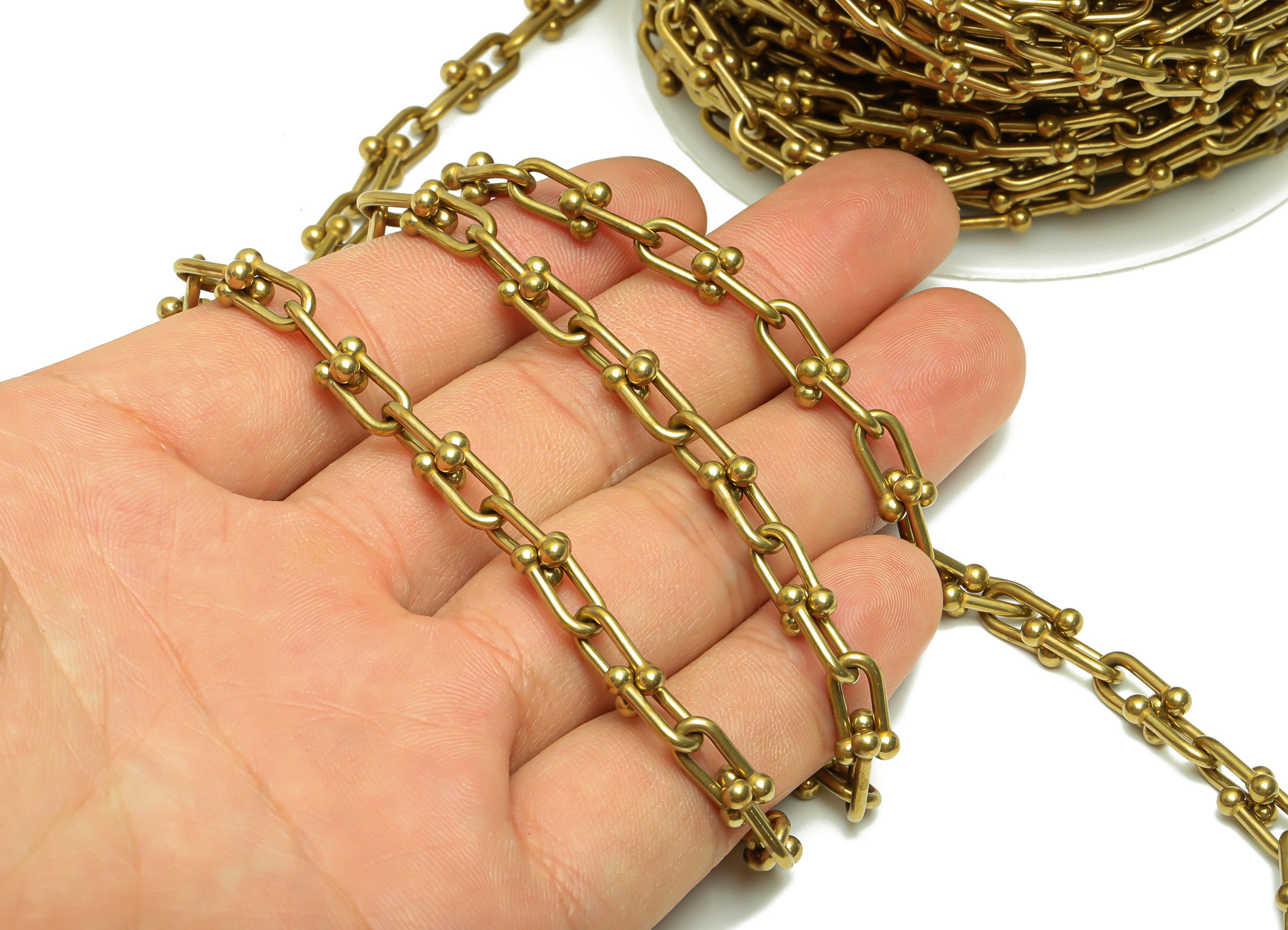 1.6 U Link Chain - Raw Brass Trendy Chunky Chain - Brass Bracelet Chain - Brass Geometry U Chain - Jeweler Making - 11.14x6x2.85mm - PP8635 - DOMEDBAZAAR
