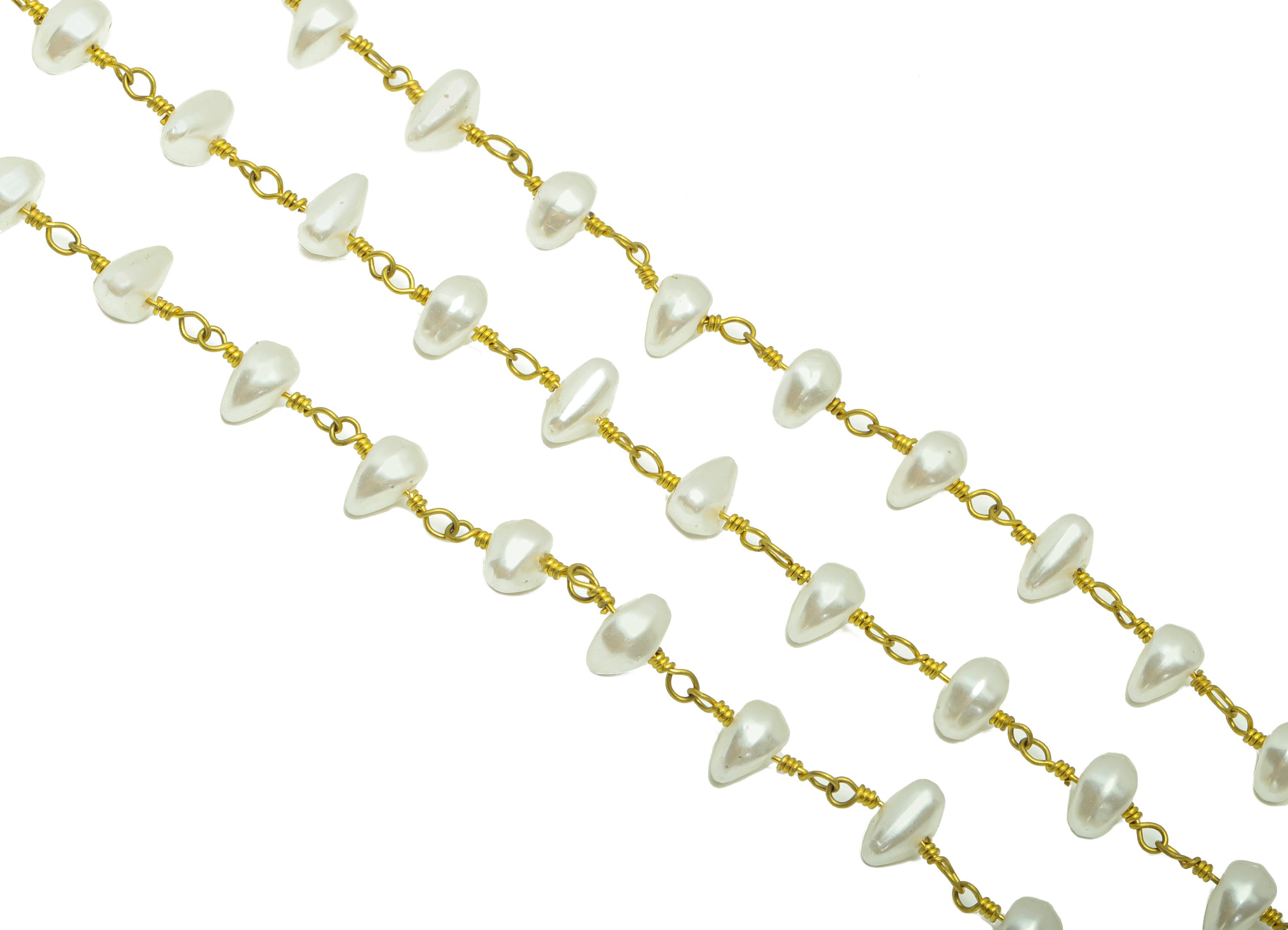 Brass Pearl Chain - Raw Brass Pearl Satellite Chain - Brass Handmade Pearl Chain - Necklace Chain - Jeweler Making - 13.4x8.2x5.7mm - PP8637 - DOMEDBAZAAR