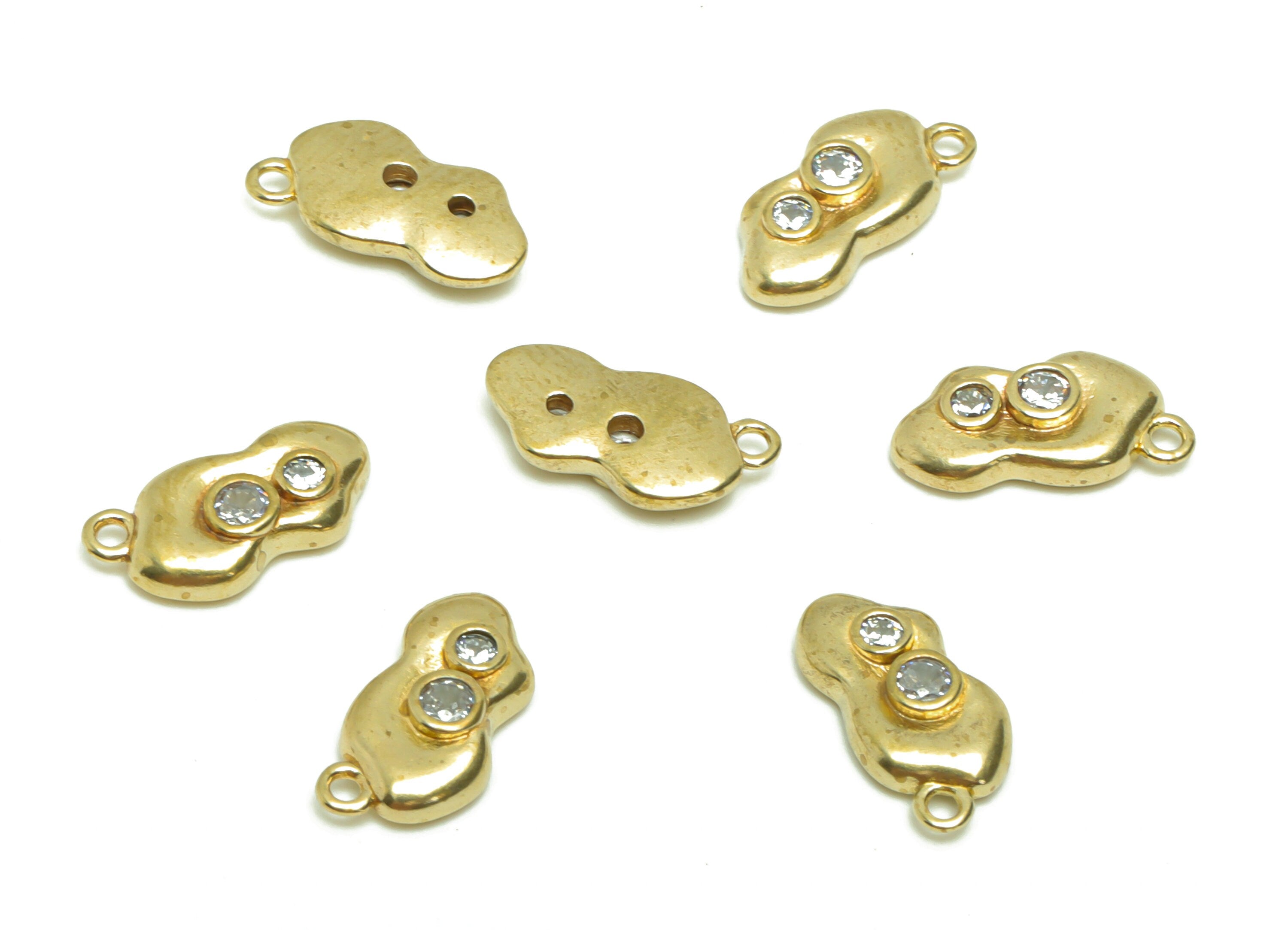 Brass Cloud Earring Charm - Raw Brass Cloud Pendant - Brass Cubic Zircon Cloud Earring Charm - Jewelry Supplies - 12.81x6.62x2.61mm - PP8681 - DOMEDBAZAAR