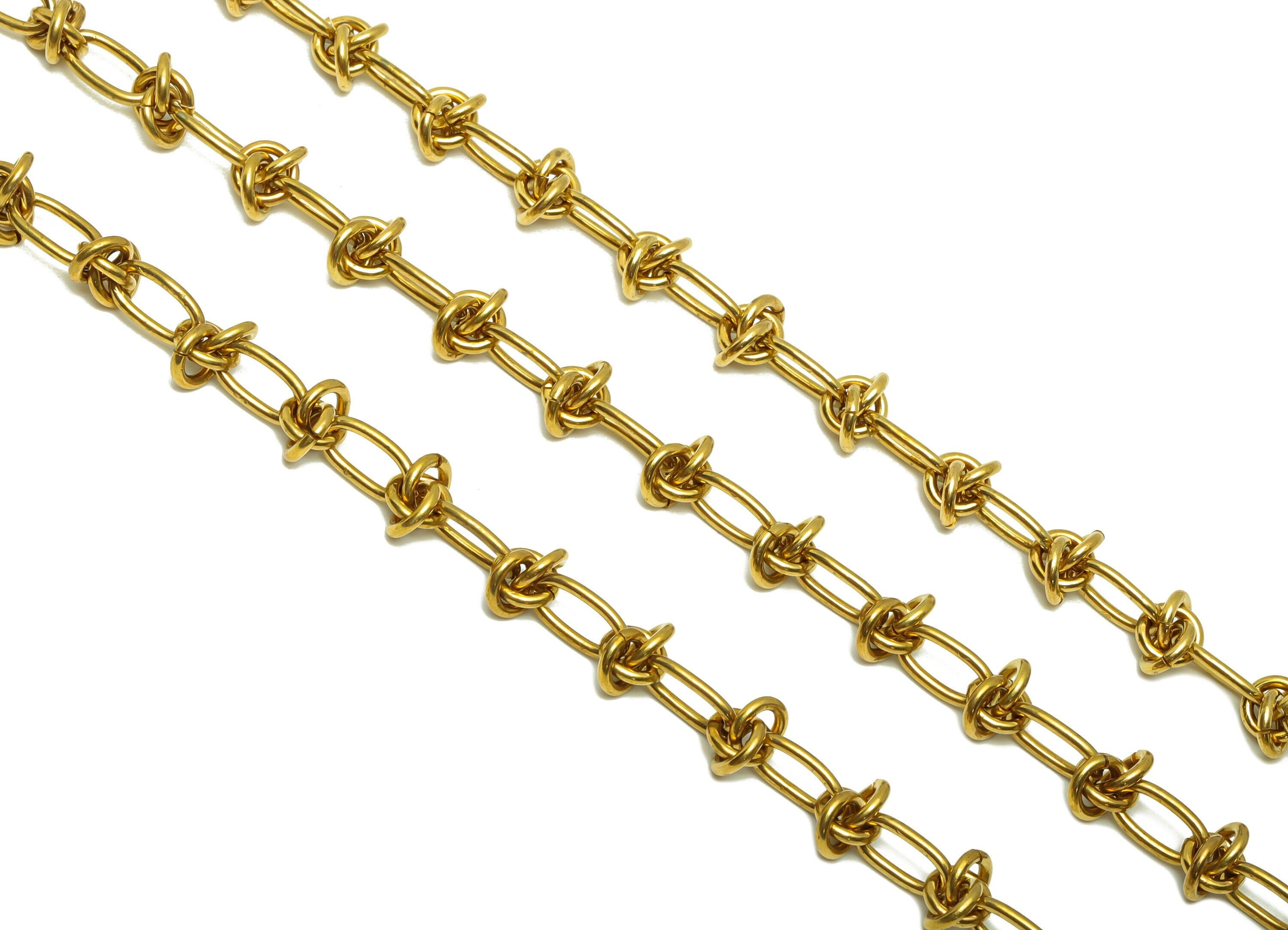 1.6 Knot Chain - Raw Brass Thick Chunky Chian - Brass Bracelet Chain - Brass Knot Chain - Jeweler Making - 15.54x 5.2x1.17mm - PP8631 - DOMEDBAZAAR