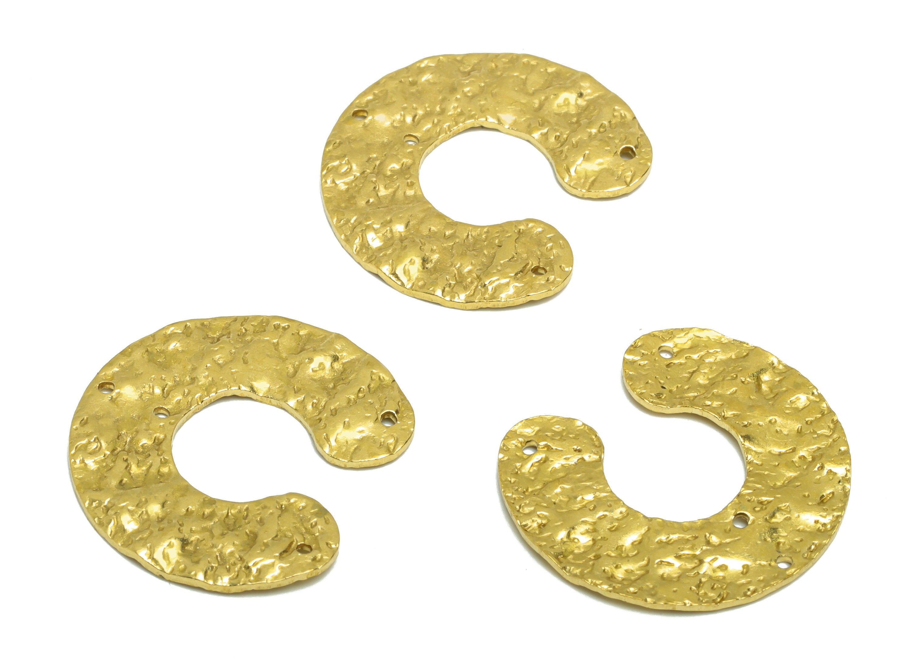 Brass C Hoop Earring Charm - Brass Wavy Open Hoop Connector - Raw Brass C Latter Pendant - Brass Hoop C Charm- 25.78x23x1.5mm - PP8653 - DOMEDBAZAAR
