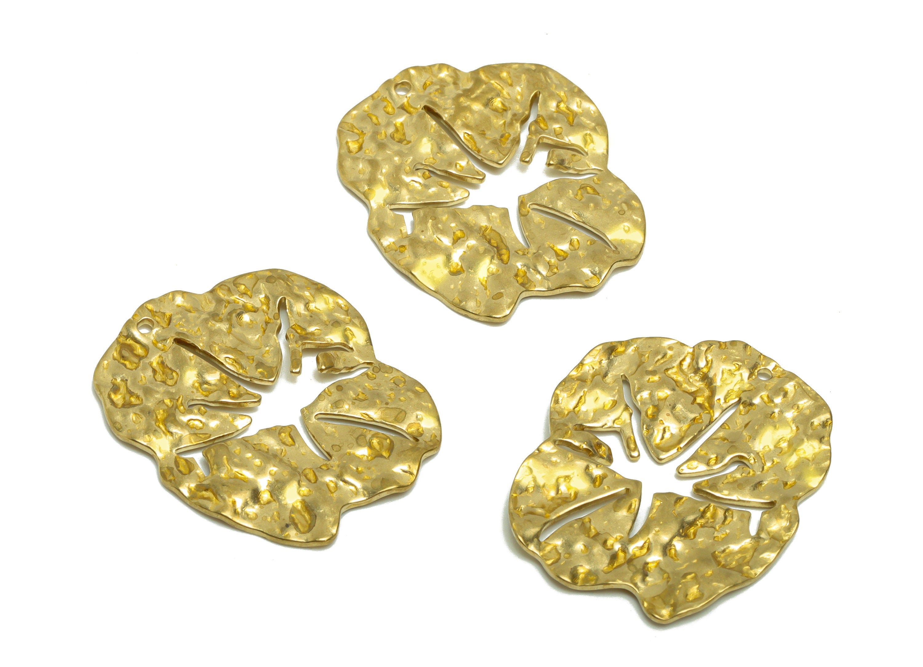 Brass Earring Charm - Brass Wavy Earring Charms - Raw Brass Irregular Pendant - Brass Abstract Charm - 25.64x21.16x1.52mm - PP8644 - DOMEDBAZAAR