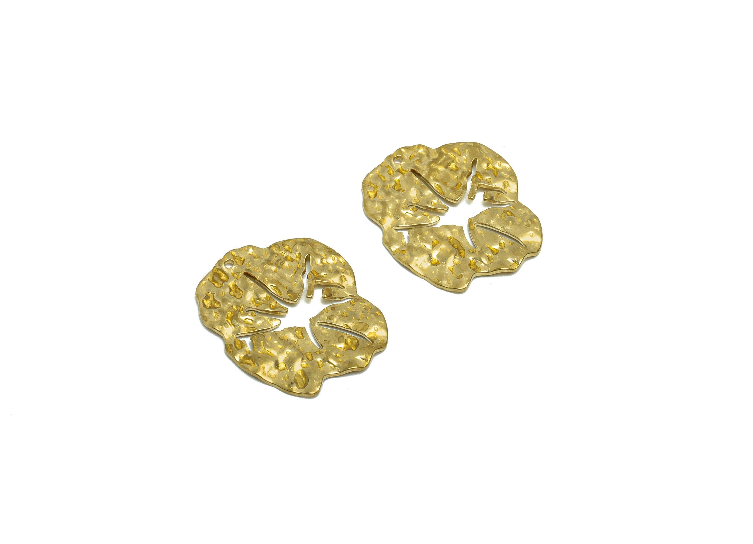 Brass Earring Charm - Brass Wavy Earring Charms - Raw Brass Irregular Pendant - Brass Abstract Charm - 25.64x21.16x1.52mm - PP8644 - DOMEDBAZAAR