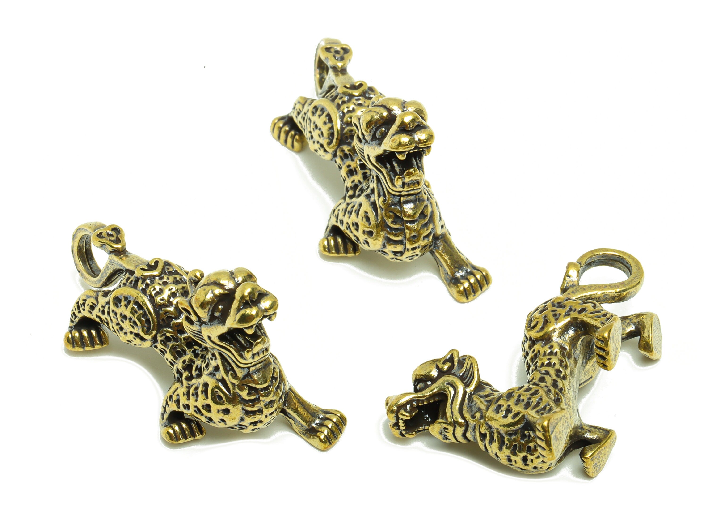 Brass Kirin Charm - Raw Brass Kirin Earring Charm -Antique Looking Pendant - Brass Kirin Figure - Dragon Pendant - 37.02x26x15.6mm - PP8770 - DOMEDBAZAAR
