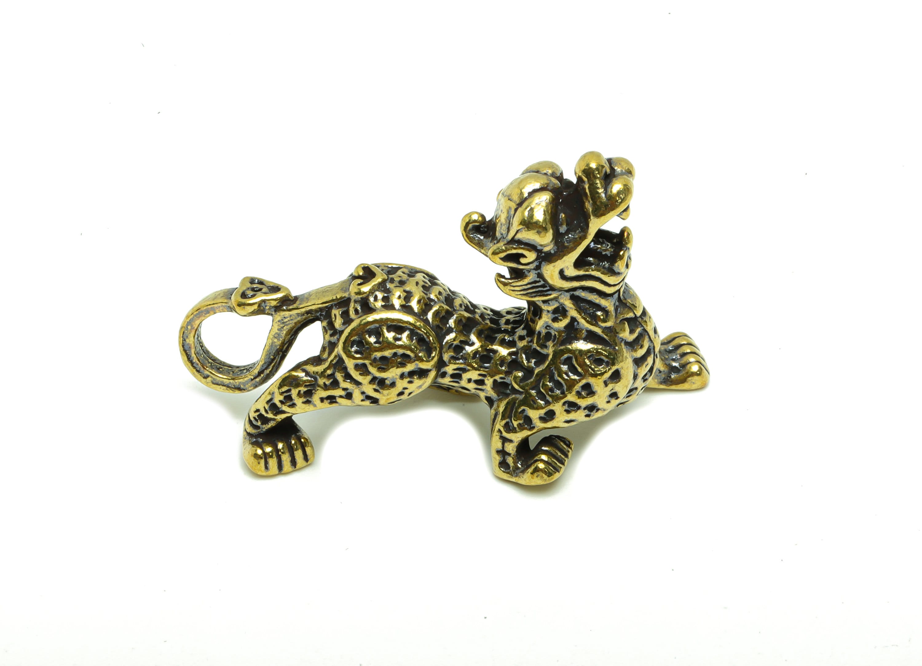 Brass Kirin Charm - Raw Brass Kirin Earring Charm -Antique Looking Pendant - Brass Kirin Figure - Dragon Pendant - 37.02x26x15.6mm - PP8770 - DOMEDBAZAAR