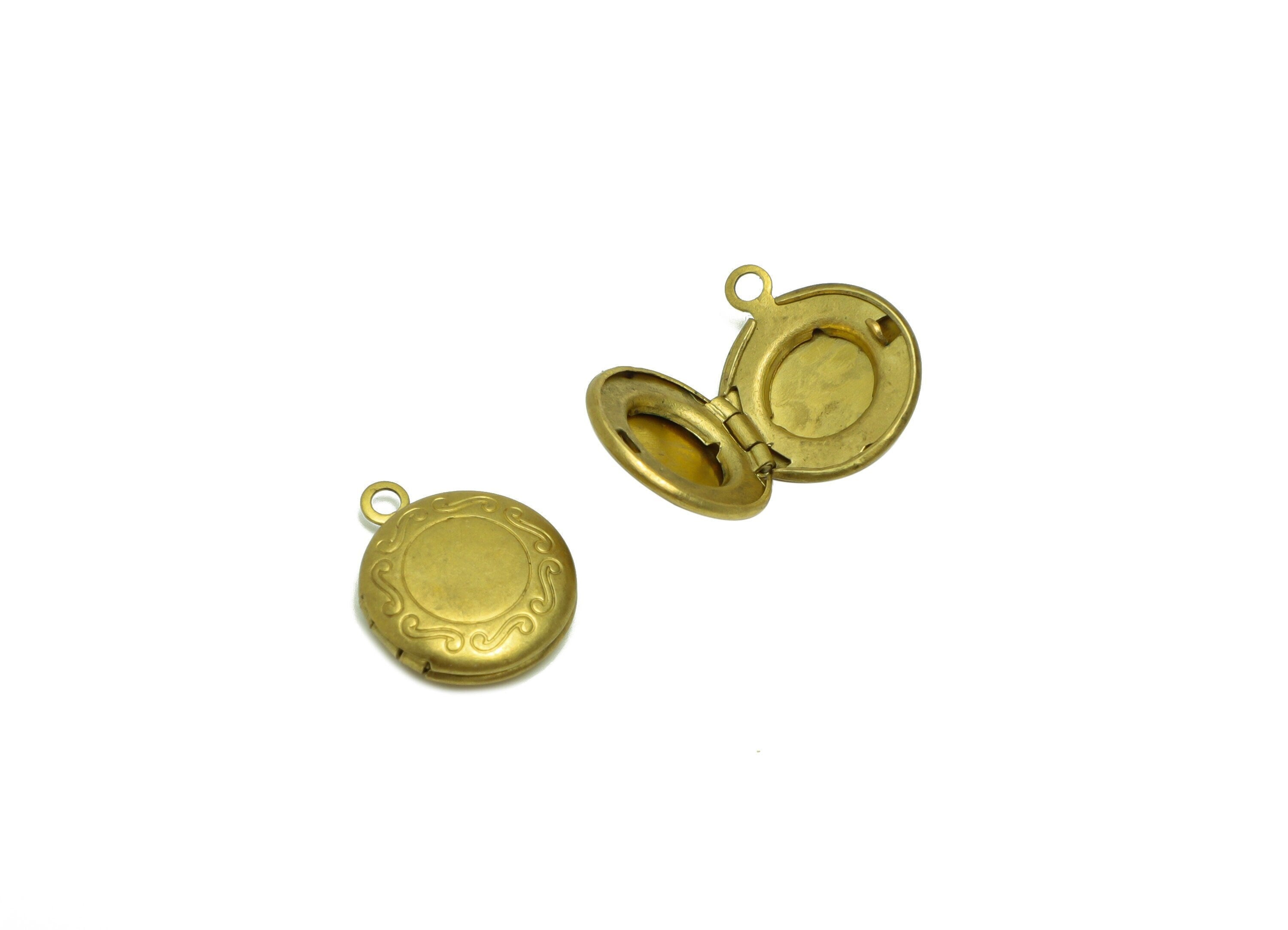 Brass Round Locket Charm - Raw Brass Antique Vintage - Antique Looking Locket - Engraved Locket - Vintage Looking Locket-16x13x4mm - PP8947 - DOMEDBAZAAR