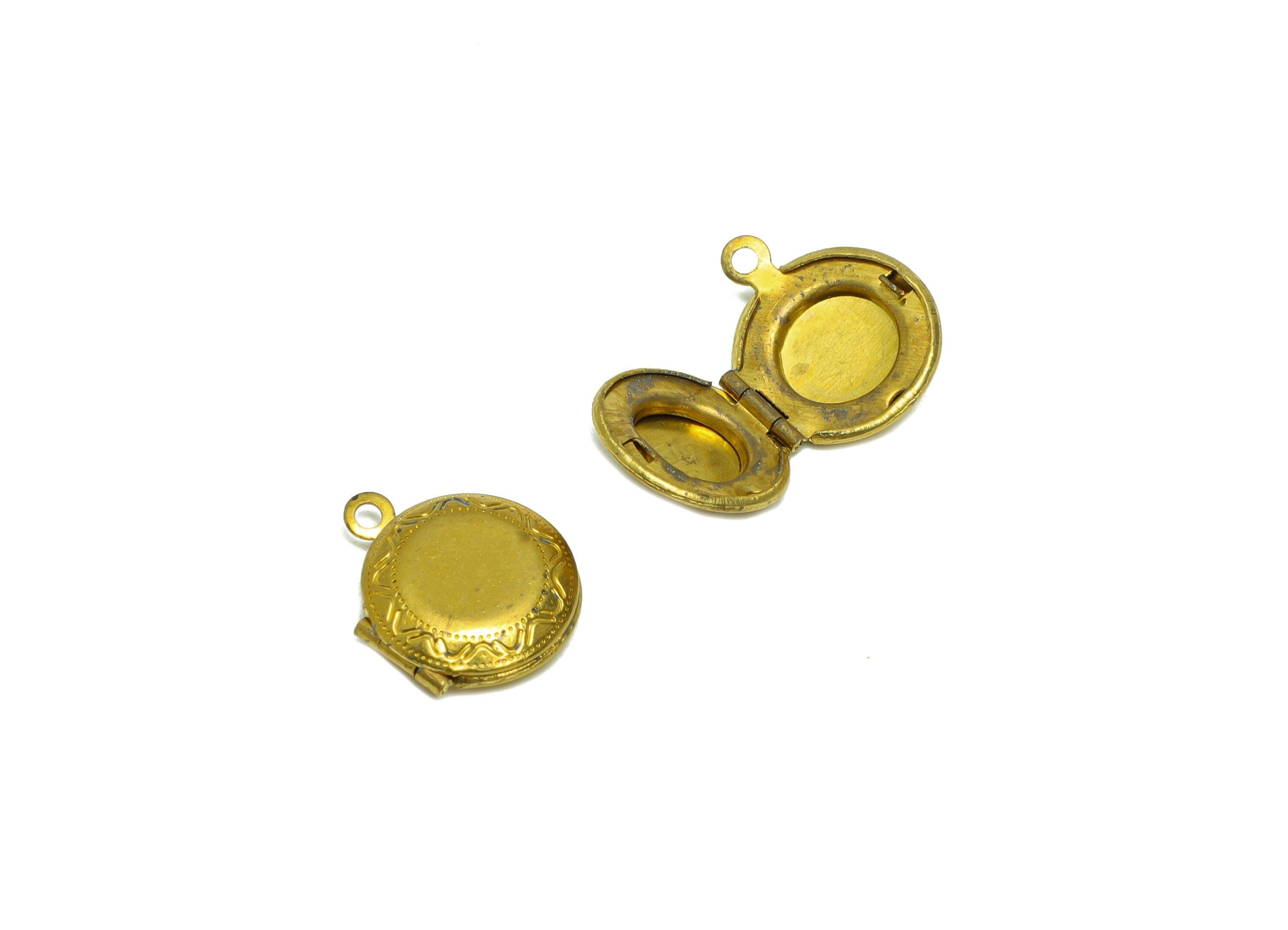 Brass Round Locket Charm - Raw Brass Antique Vintage - Circle Locket Charms - Round Locket For Engraved- 15.75x13.6x4mm - PP8922 - DOMEDBAZAAR