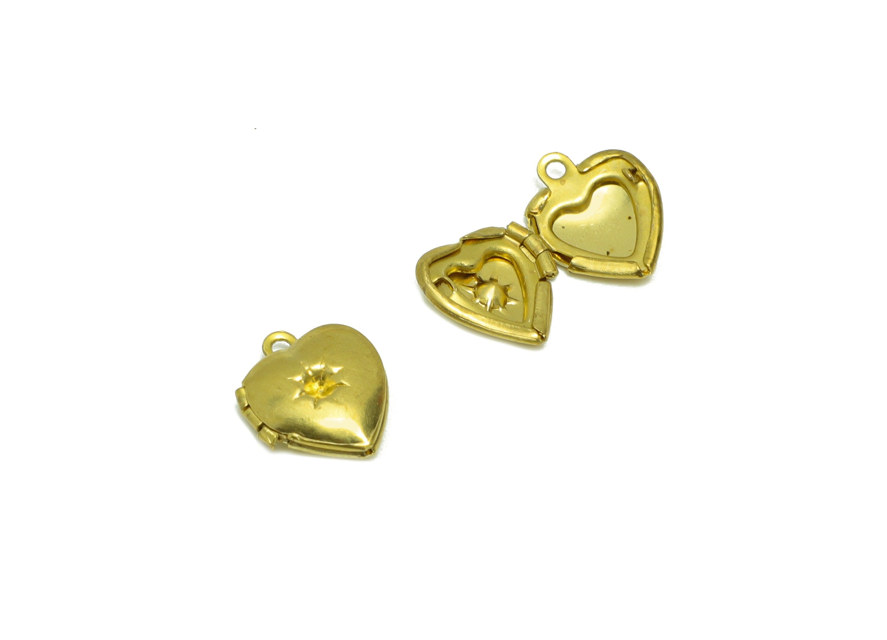 Brass Heart Locket Charm - Raw Brass Mini Heart Locket Charms - Locket Pendant For Necklace - Fligre Locket - 12.4x10.32x3.99mm - PP8914 - DOMEDBAZAAR