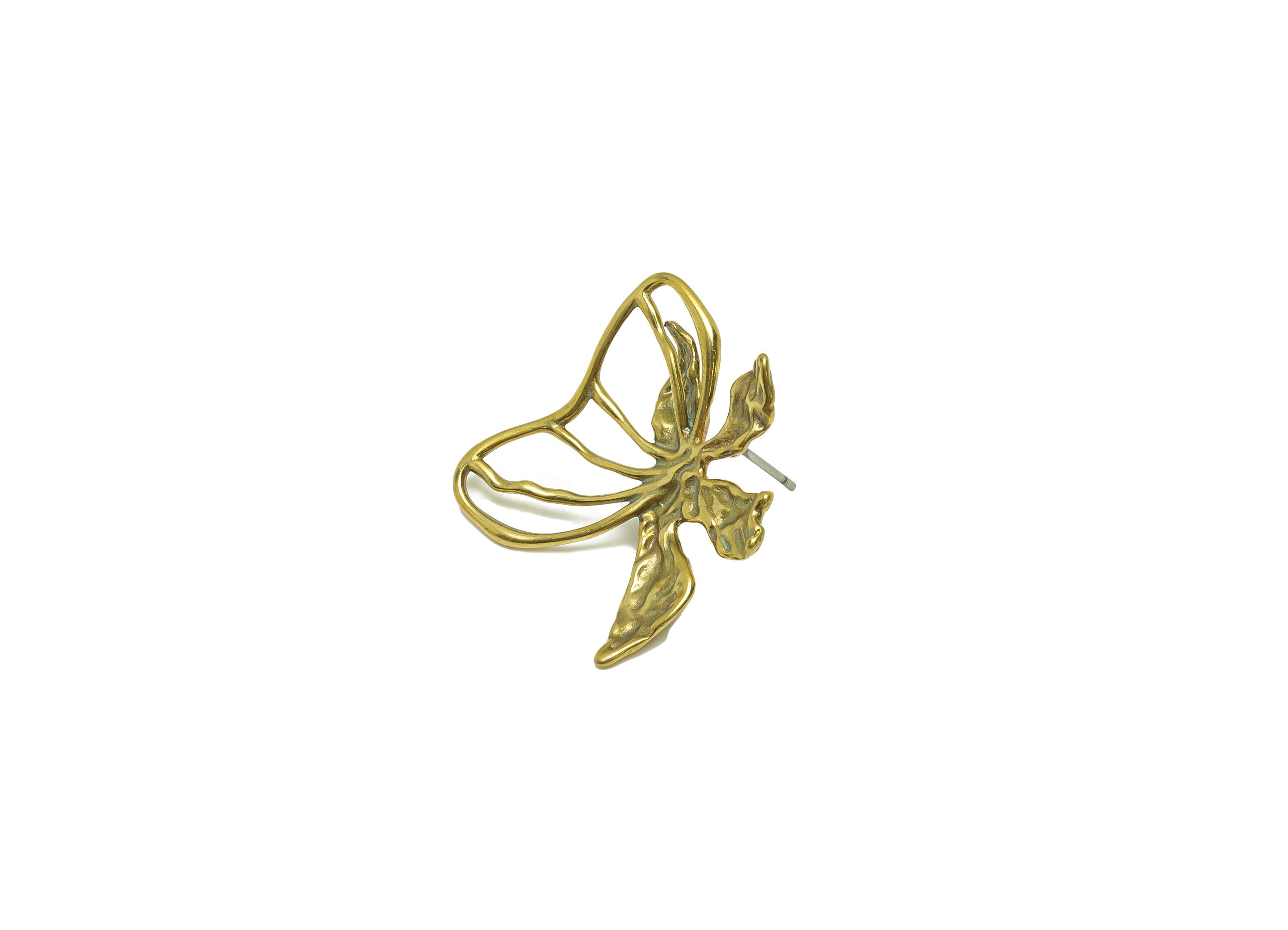 Brass Butterfly Earring Stud - Raw Brass irregular Butterfly Post - Insect Earring Post - Brass Animal Earring Post - 30x24x0.75mm - PP8657 - DOMEDBAZAAR