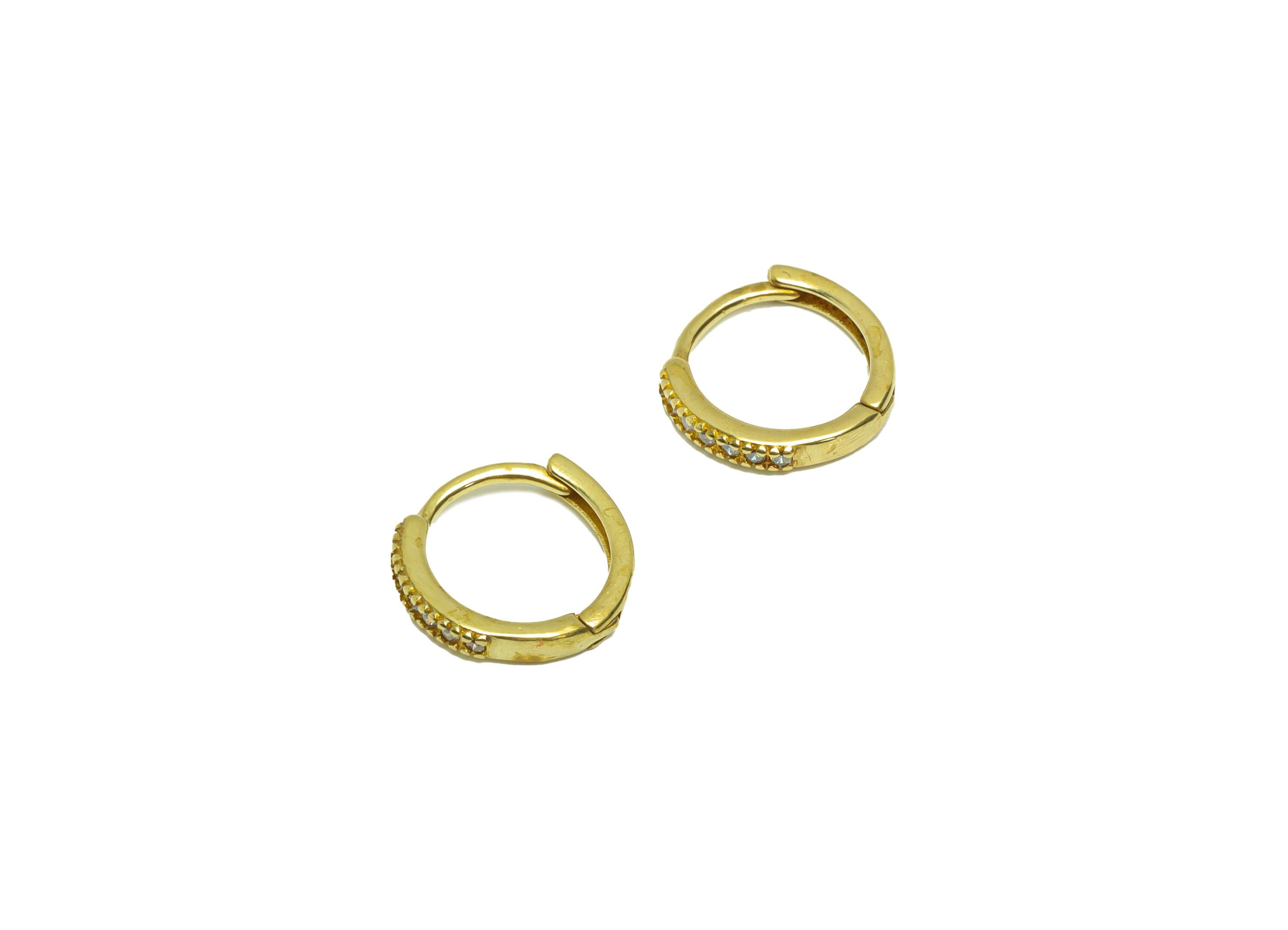 Brass Huggies Hoop Clasp - Zircon Huggies with Open Ring - Brass Clasp Hoop Earring - Mini Heart Zirconia Hoop Clasp - 12.81x13x2mm- PP8821 - DOMEDBAZAAR