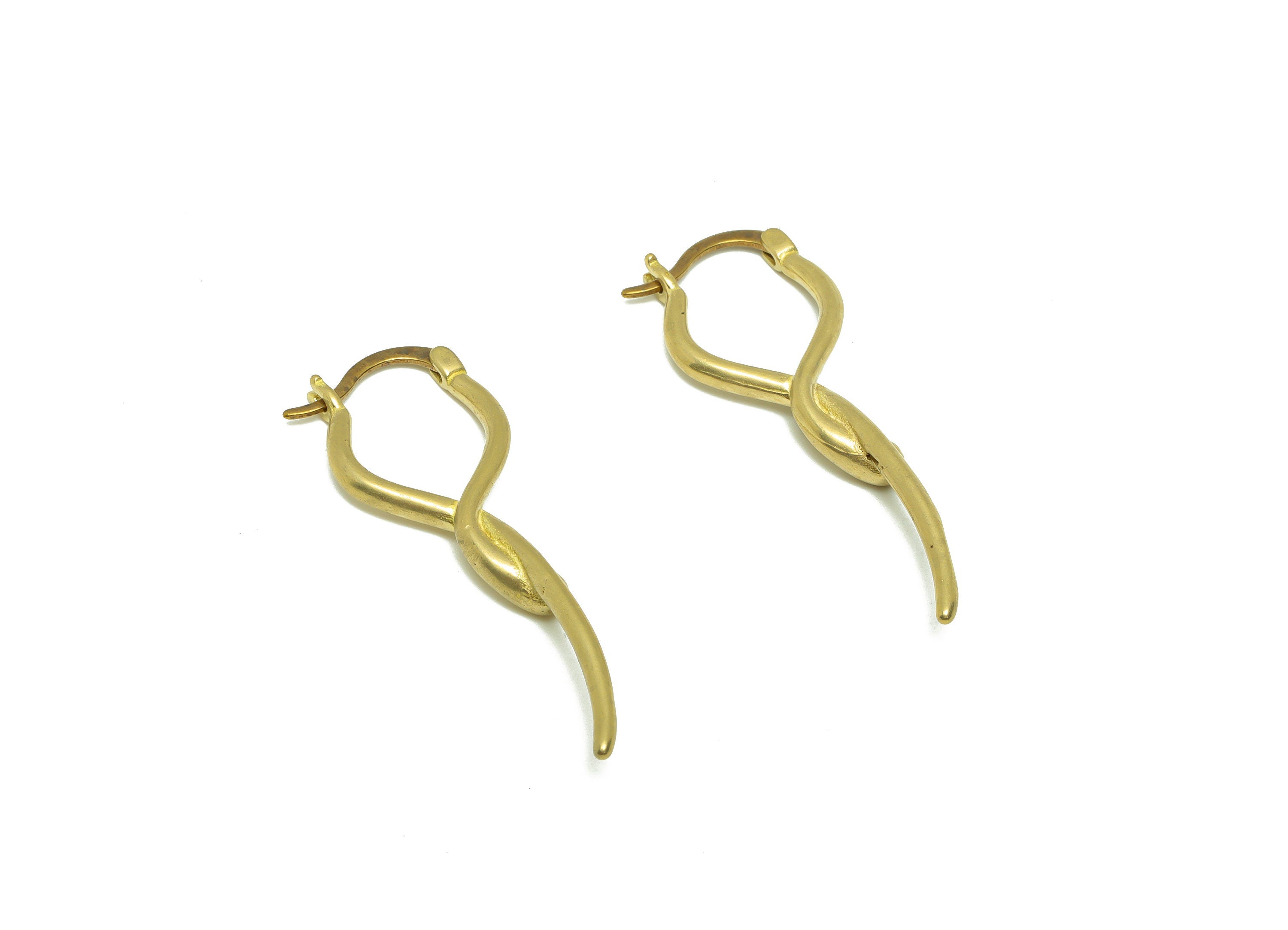 Twisted Brass Wire Earring - Raw Brass Huggies Hoop Earring - Brass Clasp Hoop Earring - Spin Earring Hoop Clasp - 43x14.78x1.82mm- PP8668 - DOMEDBAZAAR
