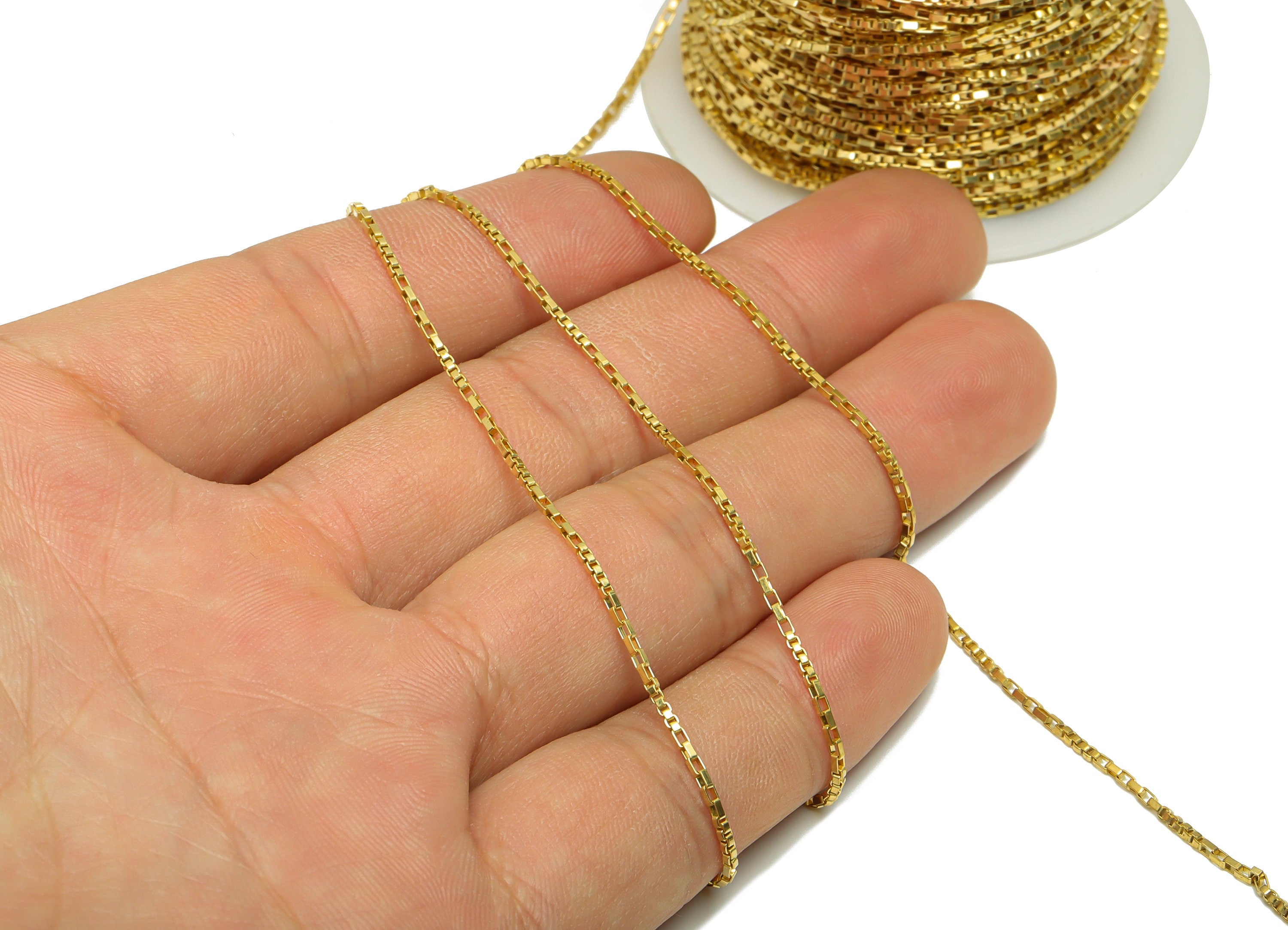 1.2 Rectangle Box Chain - Raw Brass Soldered Chain - Brass Mini Chain - 1.2box Chain - Link Rectangle Box Chain - Jeweler Making - PP8630 - DOMEDBAZAAR