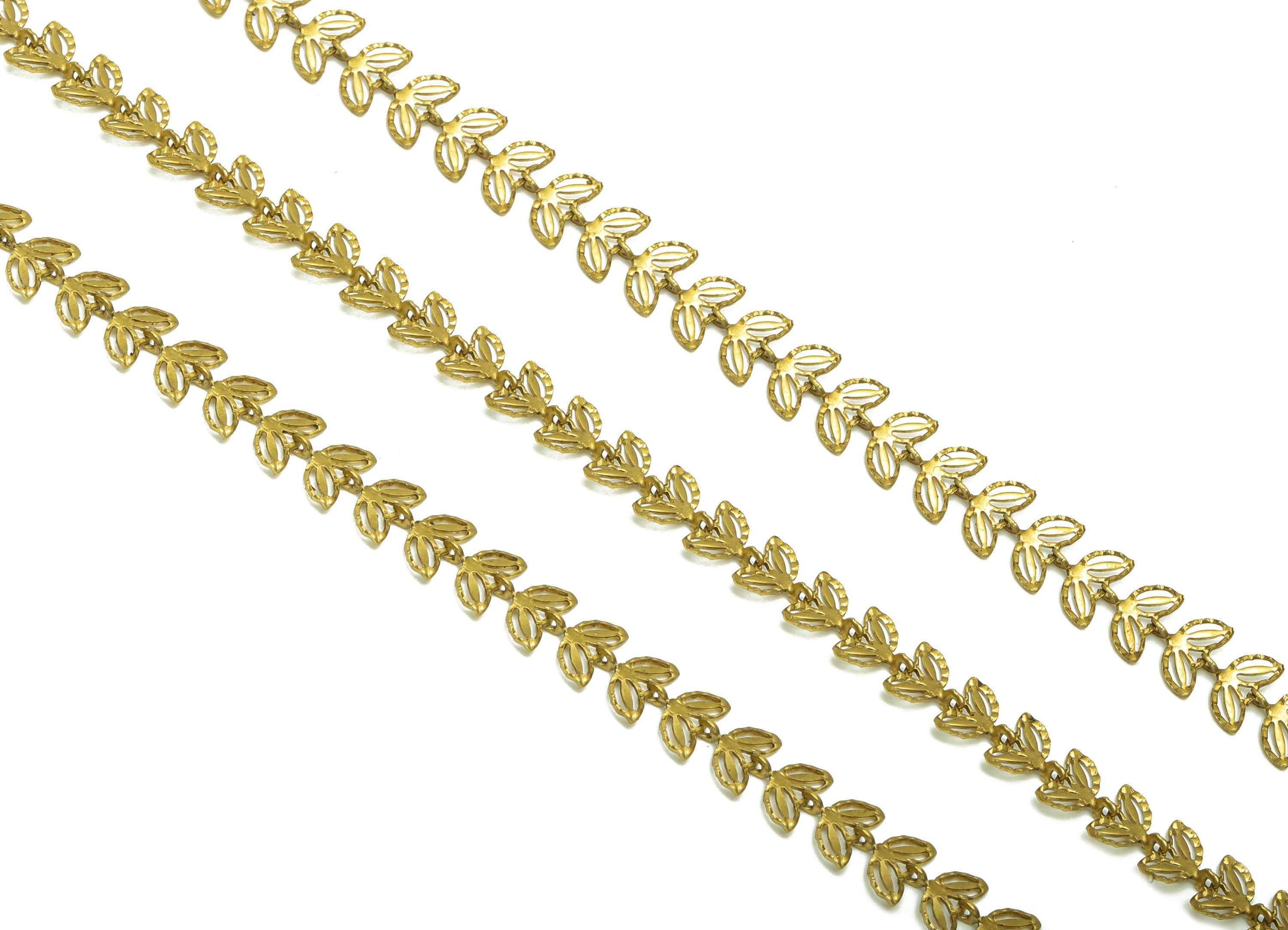 Flower Link Chain - Raw Brass Flower Link Chain - Brass Necklace Chain - Brass Leaf Link Chain - Jeweler Making - 3.6x8.26x0.76mm - PP8633 - DOMEDBAZAAR