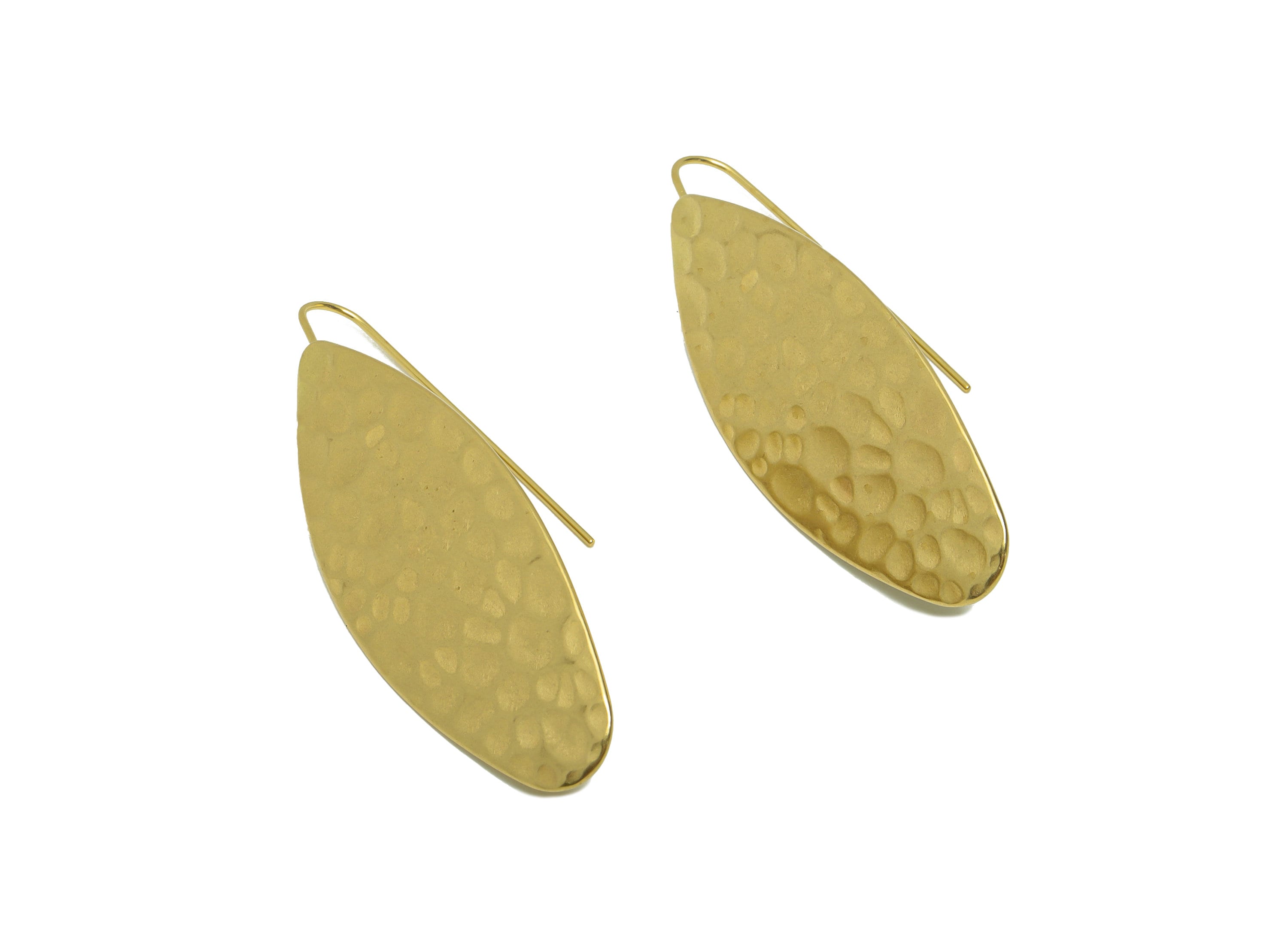 Hammered Marquise Earring Wire - Brass Hammered Earring Hook - Brass Teardrop Earring Hook - Hammered Earring Hook - 45.8x17.5x0.9mm- PP8857 - DOMEDBAZAAR