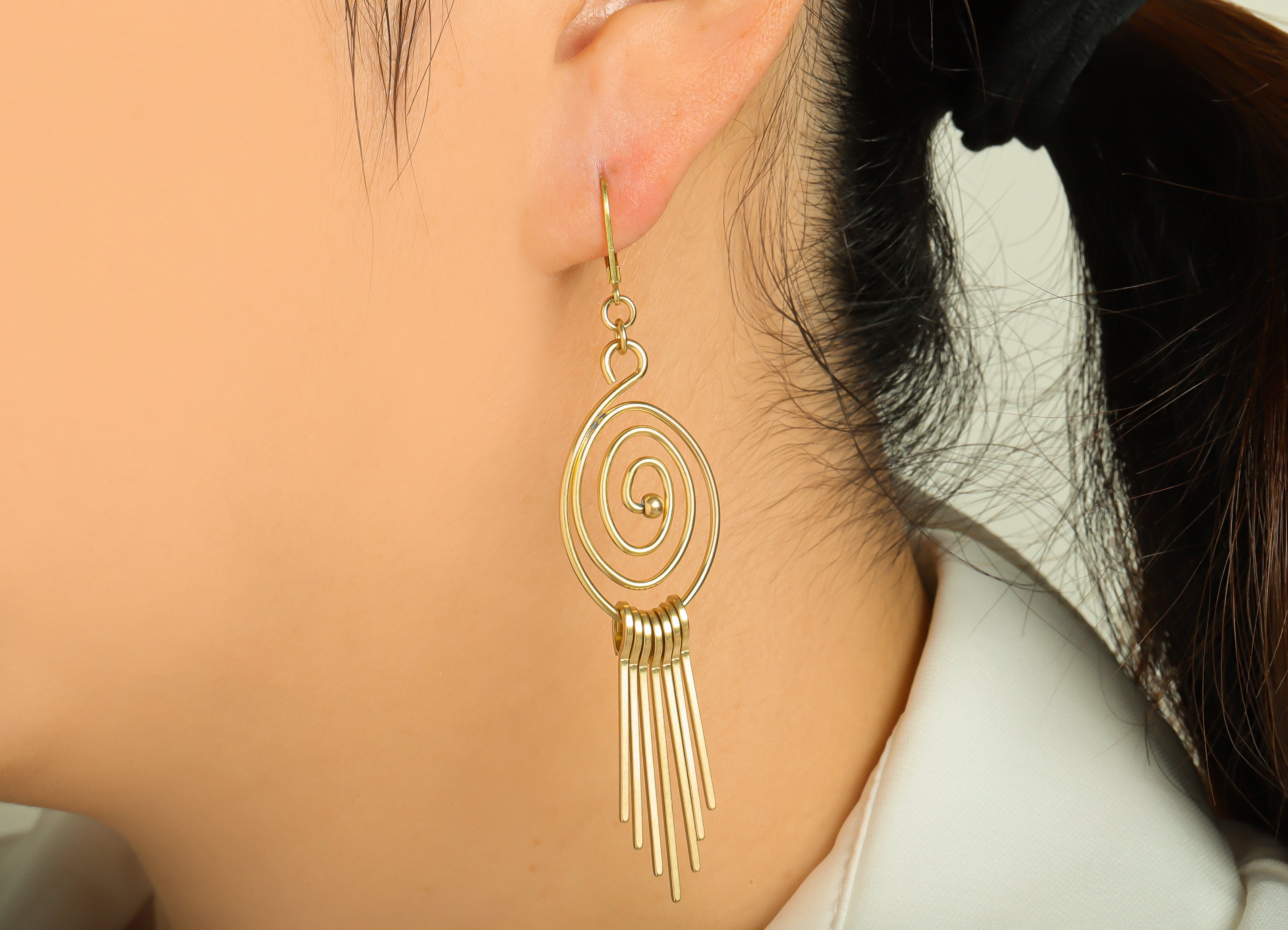Brass Wires Tassel Earring - Brass Wreathe Dangle Earring Charm - Brass Tassel Wires 7 Earring Clasp - Hoop Earring Clasp - 76x19x1mm-PP8851 - DOMEDBAZAAR