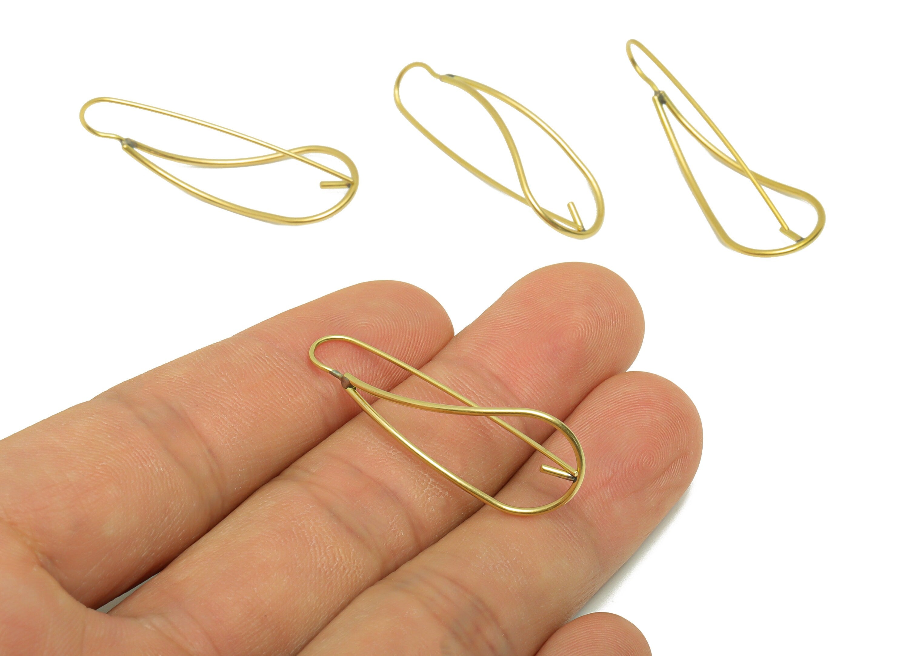 Brass Drop Earring Wire - Brass Teardrop Earring Hook - Brass Wire Earring Hook - Teardrop Earring Post for Peral - 36.5x13.5x0.98mm -PP8880 - DOMEDBAZAAR