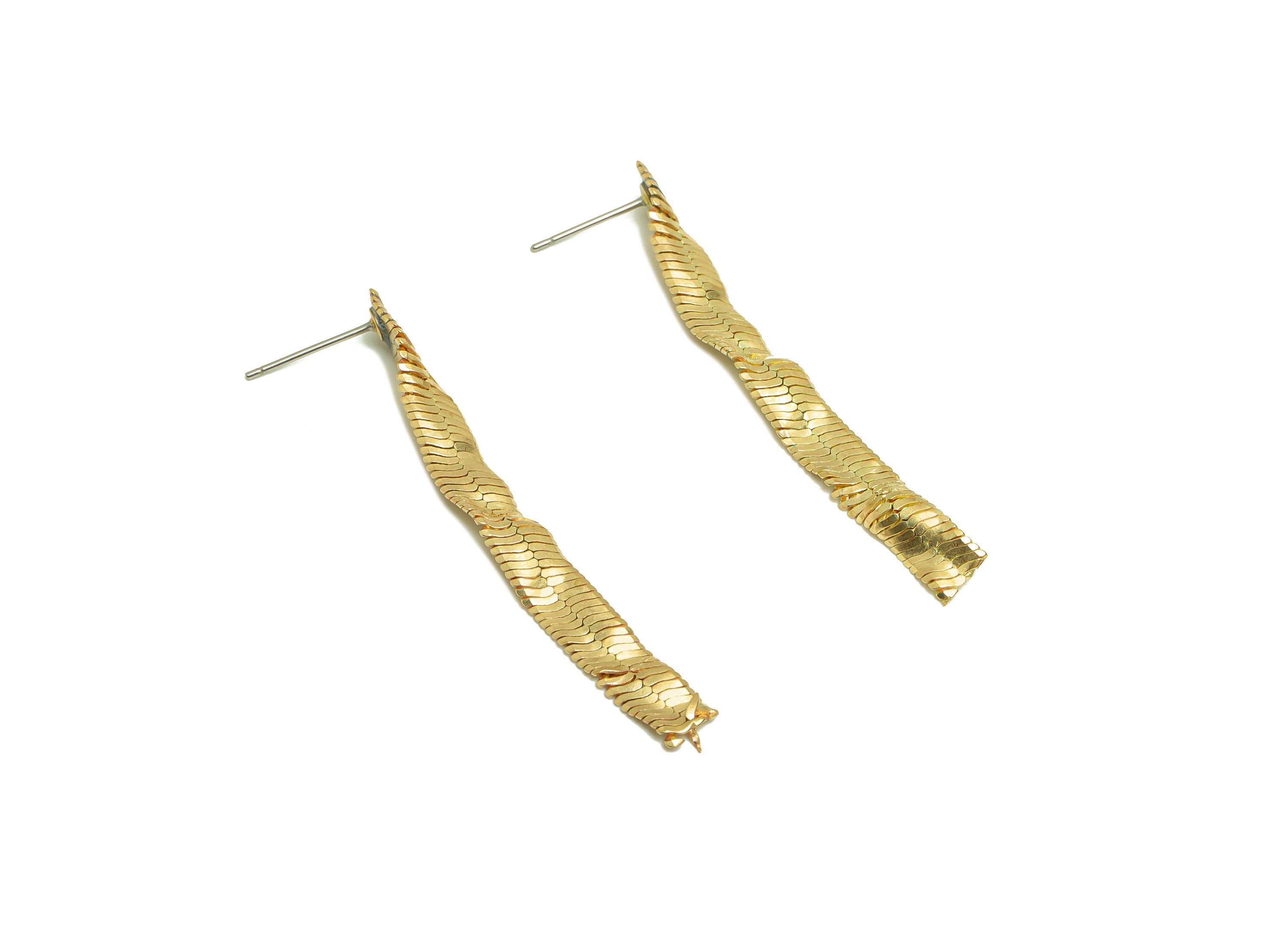 Brass Mesh Earring Post - Brass Wavy Tassel Earring Stud - Brass Hammered Mesh Earring Post -Brass Wire Earring Post - 49.1x5x1.4mm -PP8864 - DOMEDBAZAAR