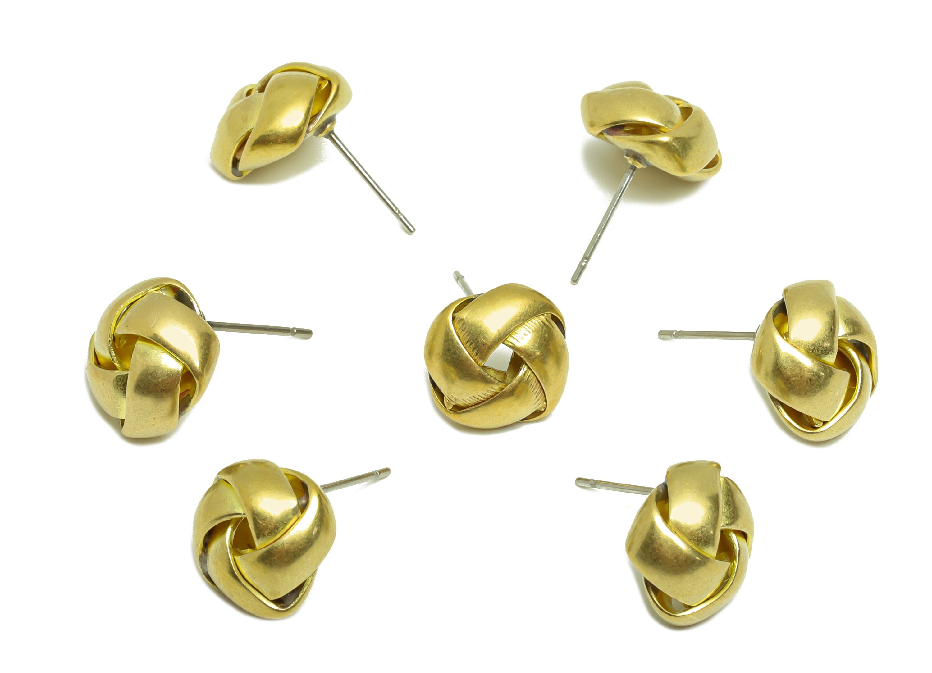 Brass Knot Earring Post - Brass Bead Earring Stud - Brass Weave Knot Earring Post - Geometry Knot Earring Post - 11.28x11.47x5.64mm -PP8847 - DOMEDBAZAAR