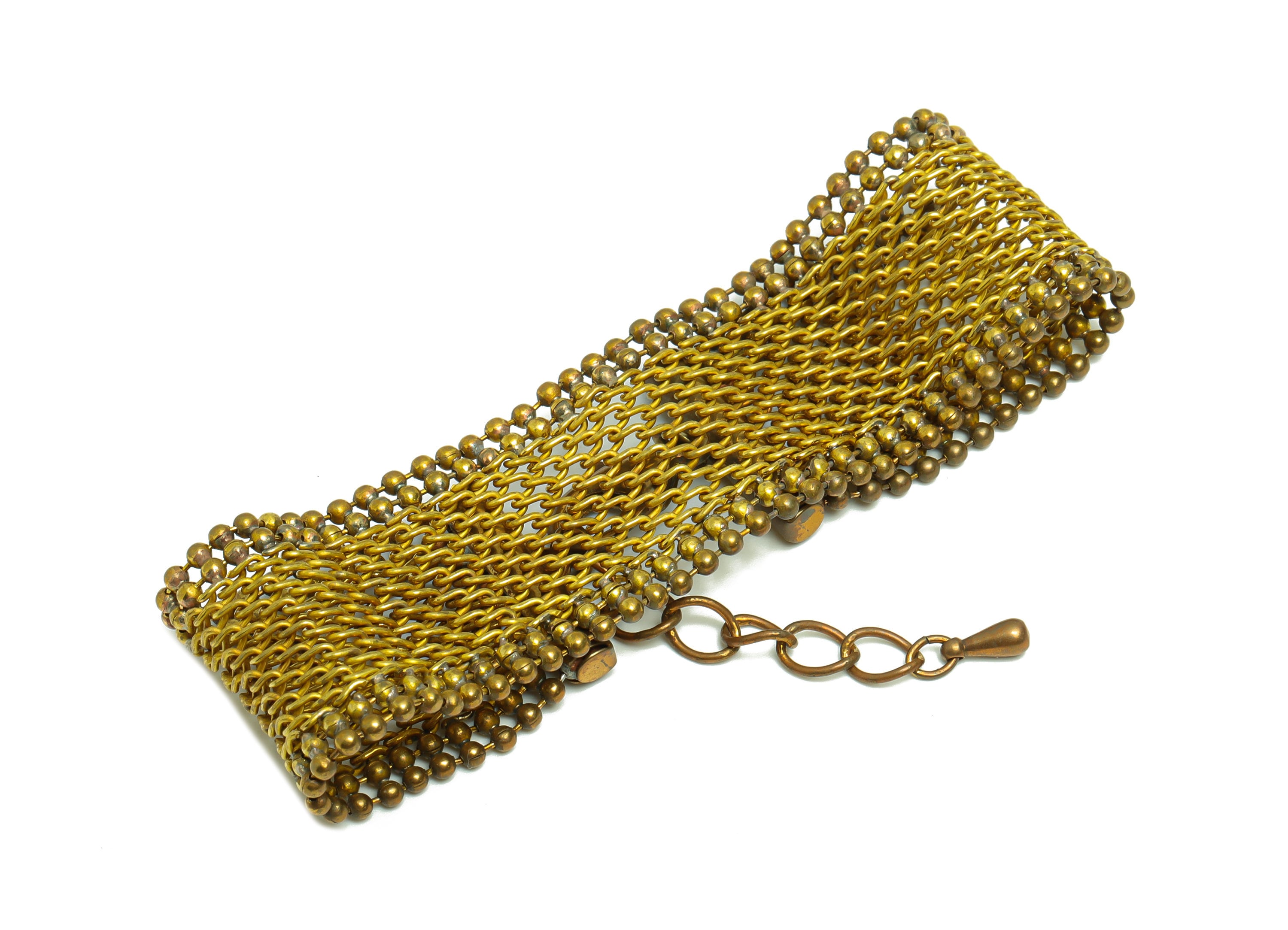 Brass Mesh Bracelet - Brass Mesh Ball Beads Bracelet - Brass Weave Mesh Bracelet - For Bracelet - Jewelry Supplies- 210x23.63x2mm -PP8890 - DOMEDBAZAAR