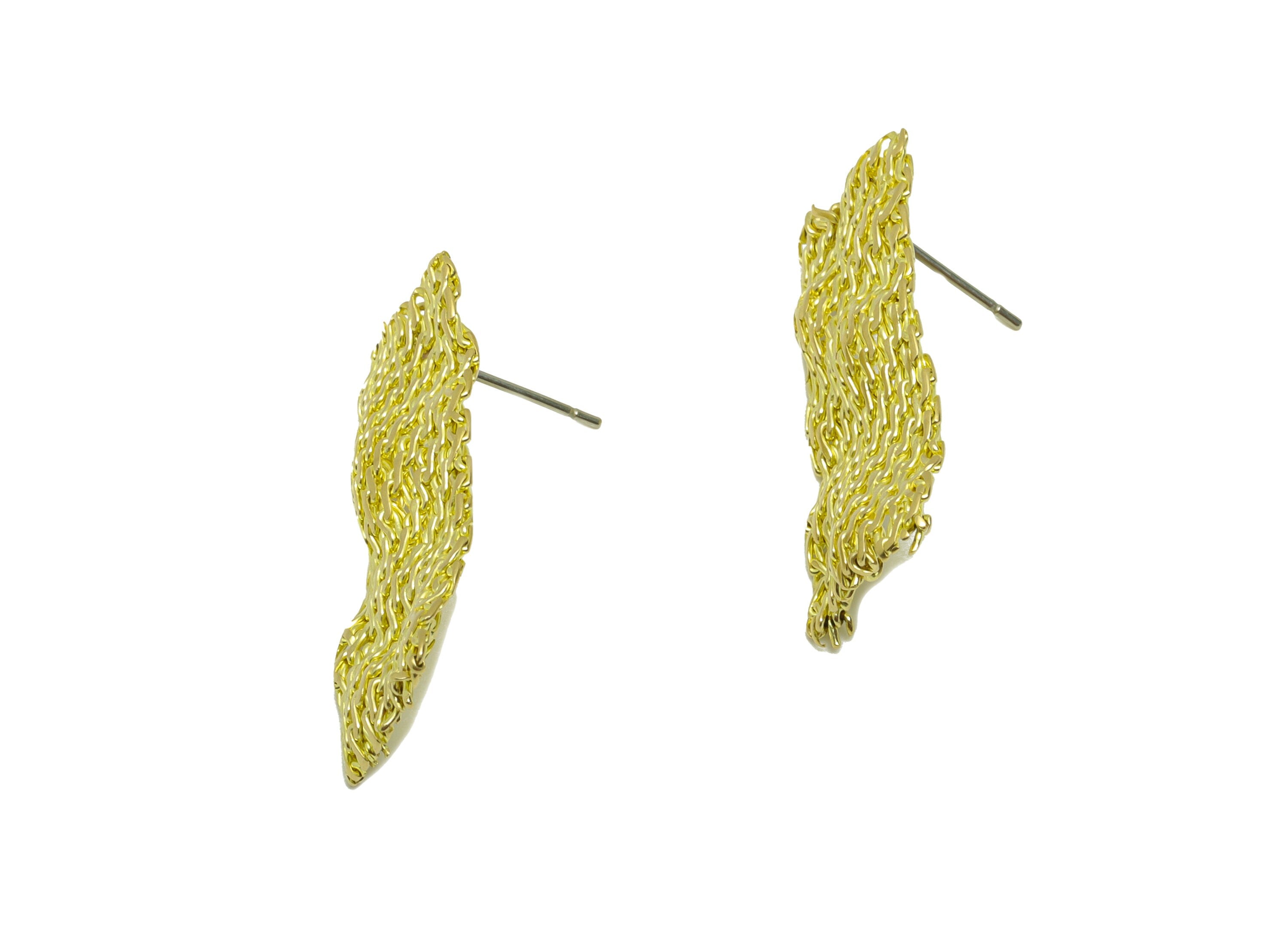 Brass Mesh Earring Post - Brass Hammered Mesh Earring Stud - Wavy Weave Mesh Earring Post - Rectangle Earring Post - 29.53x13x1.84mm -PP8845 - DOMEDBAZAAR