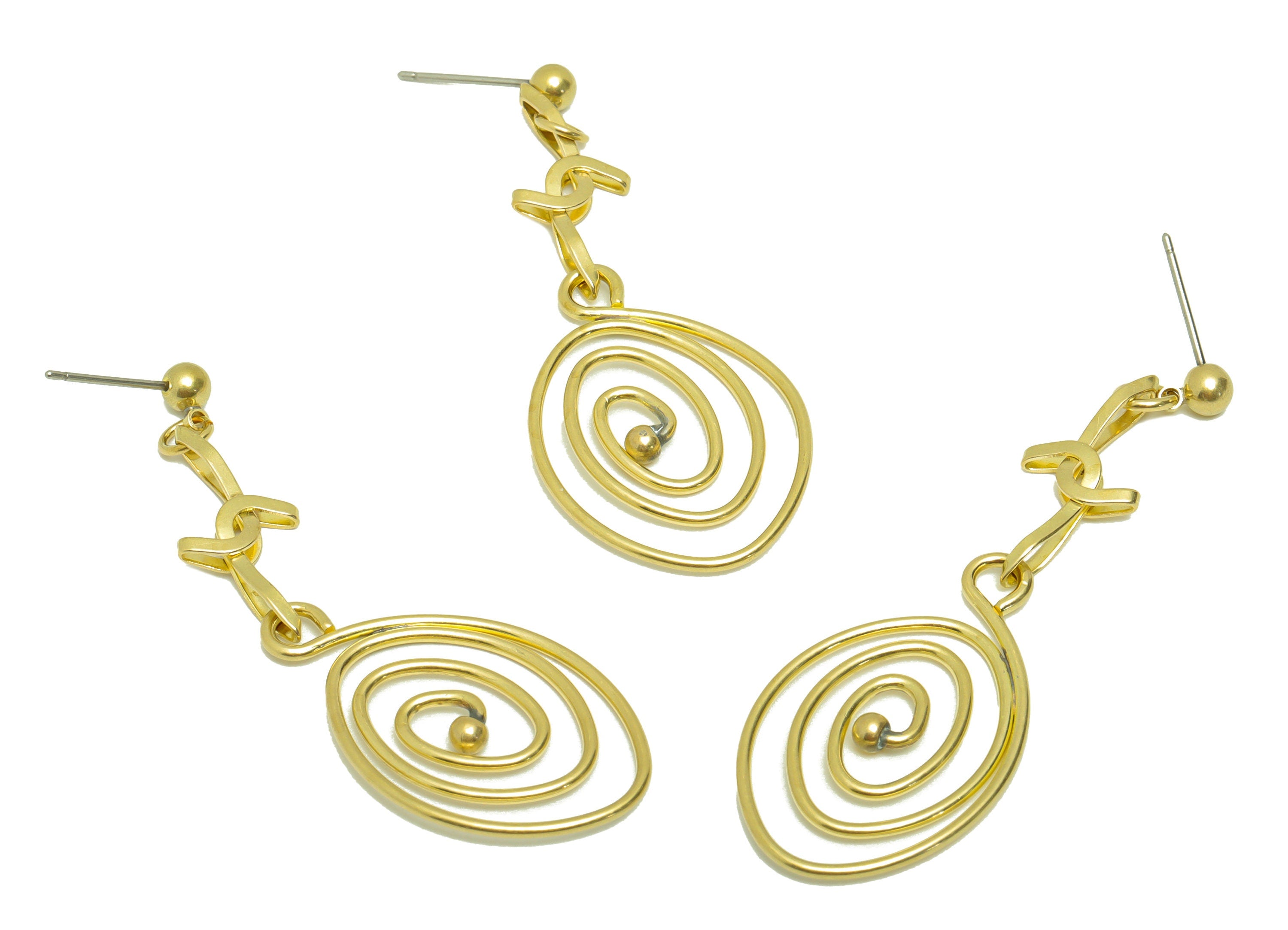 Brass Dangle Earring Post - Brass Twine Wire Earring Stud - Brass Wire Earring Post - Ball Earring Post - 56.66x19.53x1.28mm -PP8852 - DOMEDBAZAAR