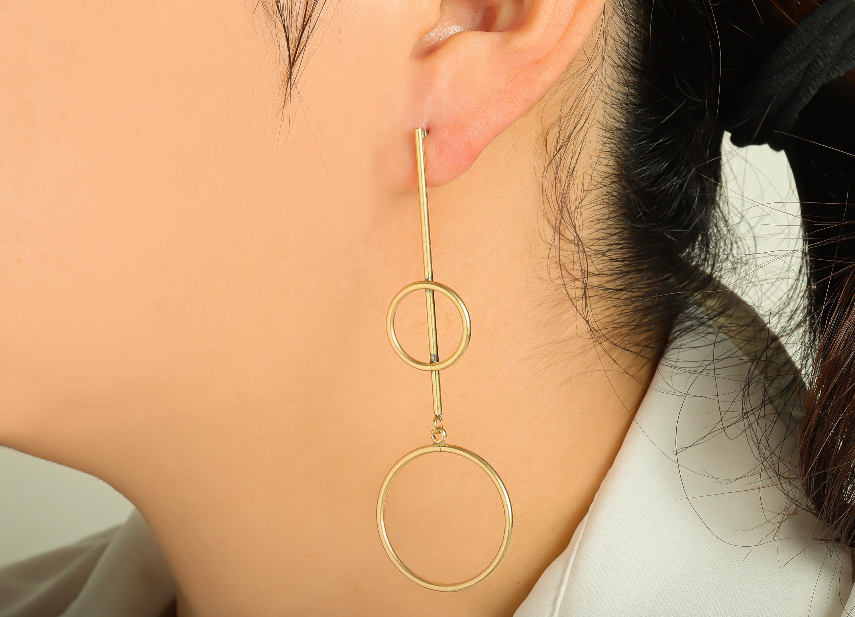 Brass Stick Wire Post - Brass Bar Earring Stud - Brass Double Round Wire Earring Post - Circle Earring Post - 78.96x25.9x1.5mm -PP8877 - DOMEDBAZAAR