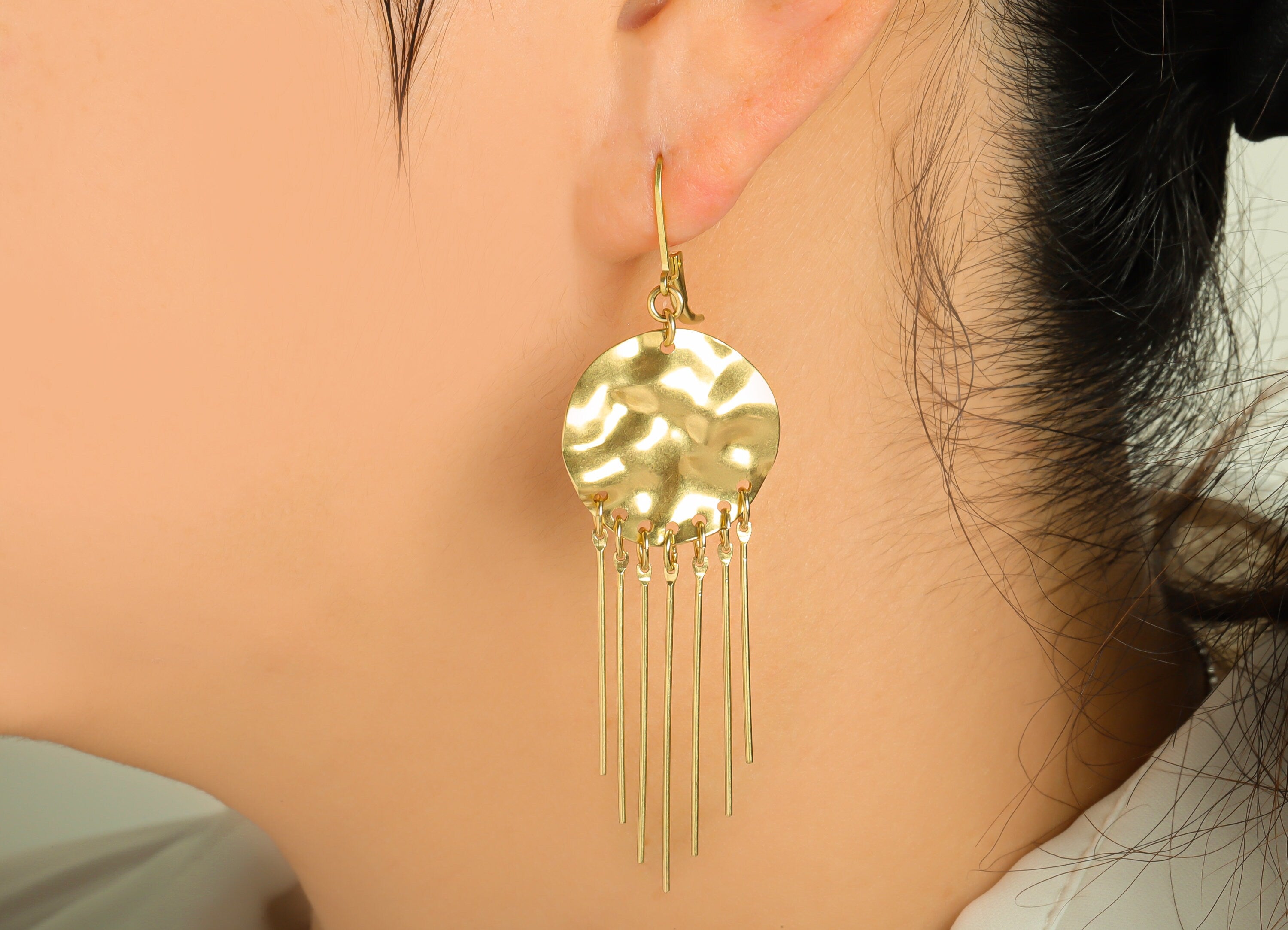 Hammered Wire Earring - Brass Wavy Circle Earring Clasp - Brass Hammered Wire 7 Hoop Clasp - Round Earring Clasp - 71x22x0.79mm -PP8879 - DOMEDBAZAAR