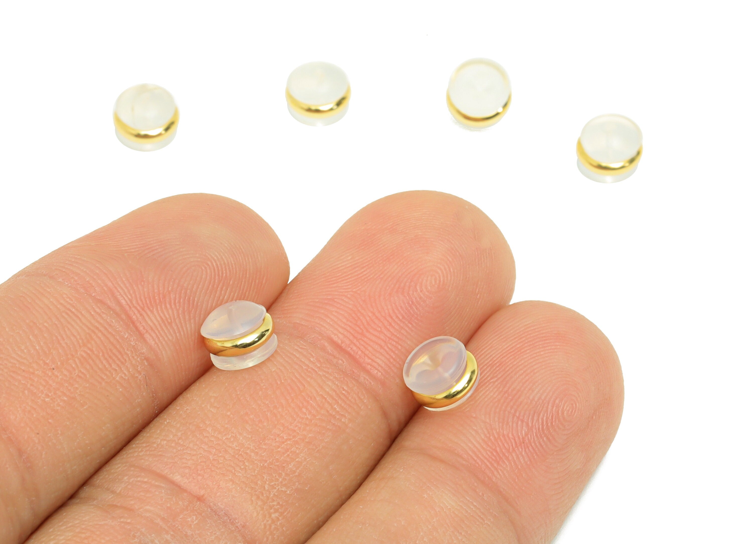 Brass Silica Gel Rubber - Rubber Earring Stopper Nuts - Rubber Earring Findings - Earring Back - Gold Tone Plating - 6.34x6.34x4mm - ES1039 - DOMEDBAZAAR