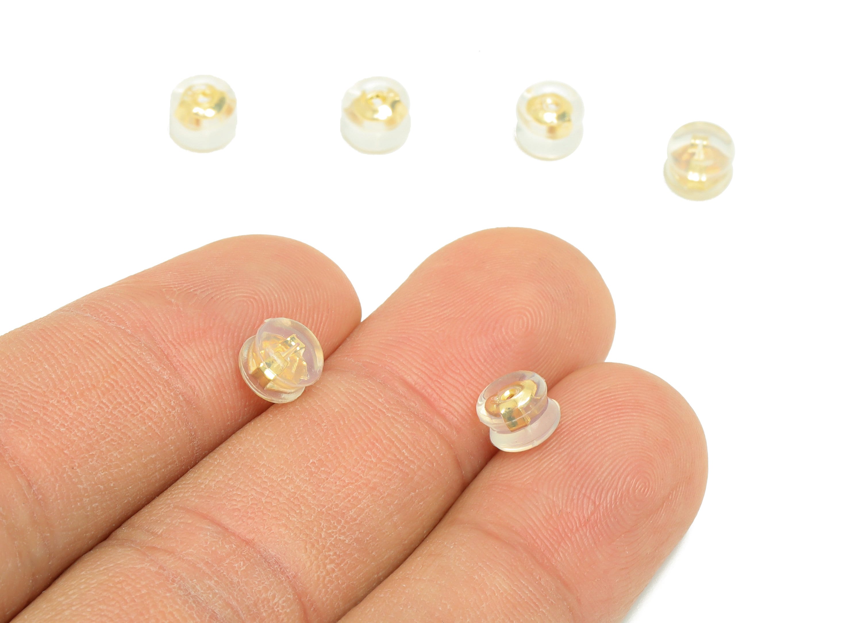 Brass Silica Gel Rubber - Rubber Earring Stopper Nuts - Rubber Earring Findings - Earring Back - Gold Tone Plating - 5.94x5.9x4.7mm - ES1038 - DOMEDBAZAAR