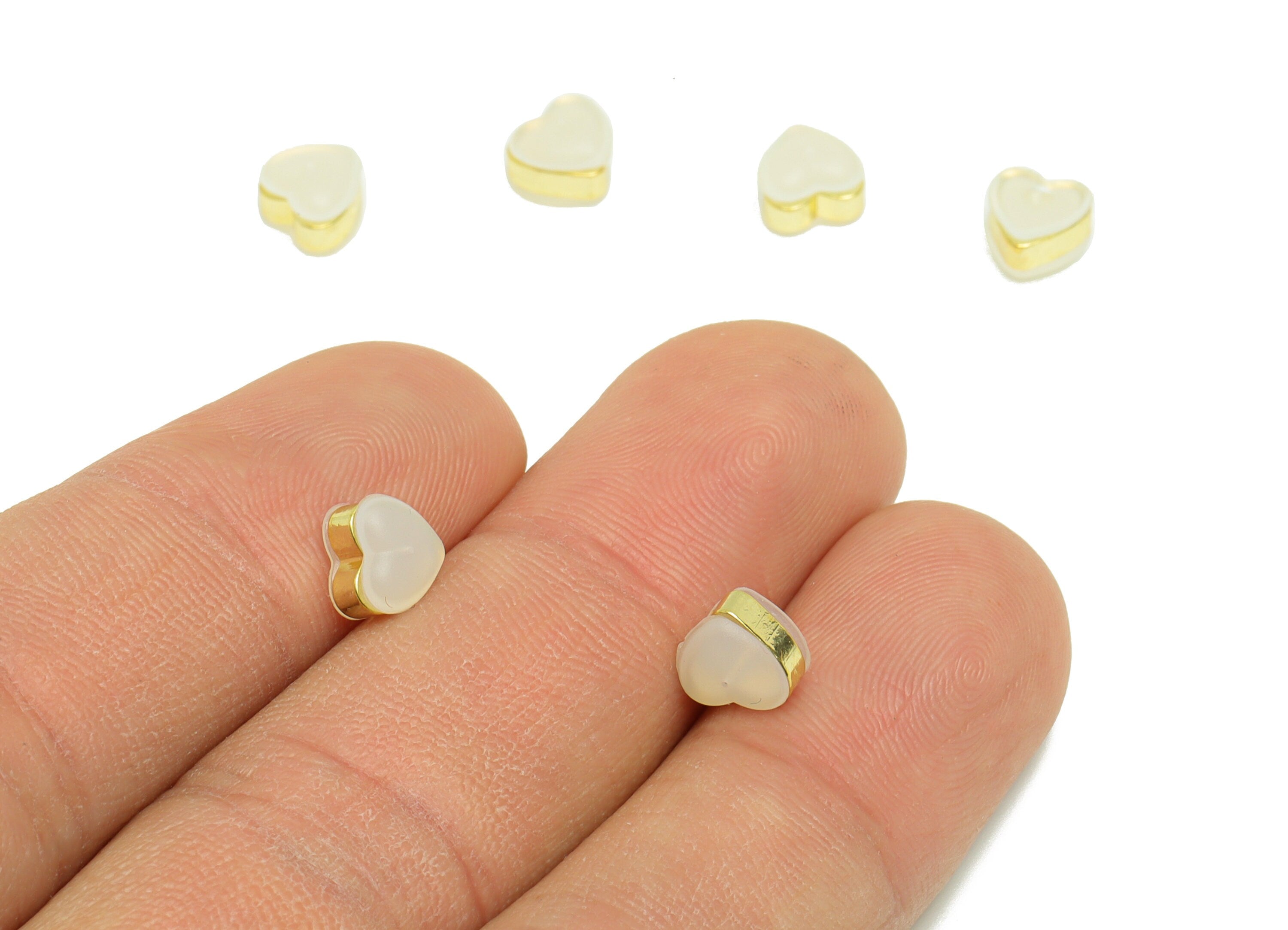 Brass Heart Silica Gel Rubber - Rubber Earring Stopper Nuts - Rubber Earring Findings - Earring Back - Gold Tone Plating - 5x6x4mm - ES1037 - DOMEDBAZAAR