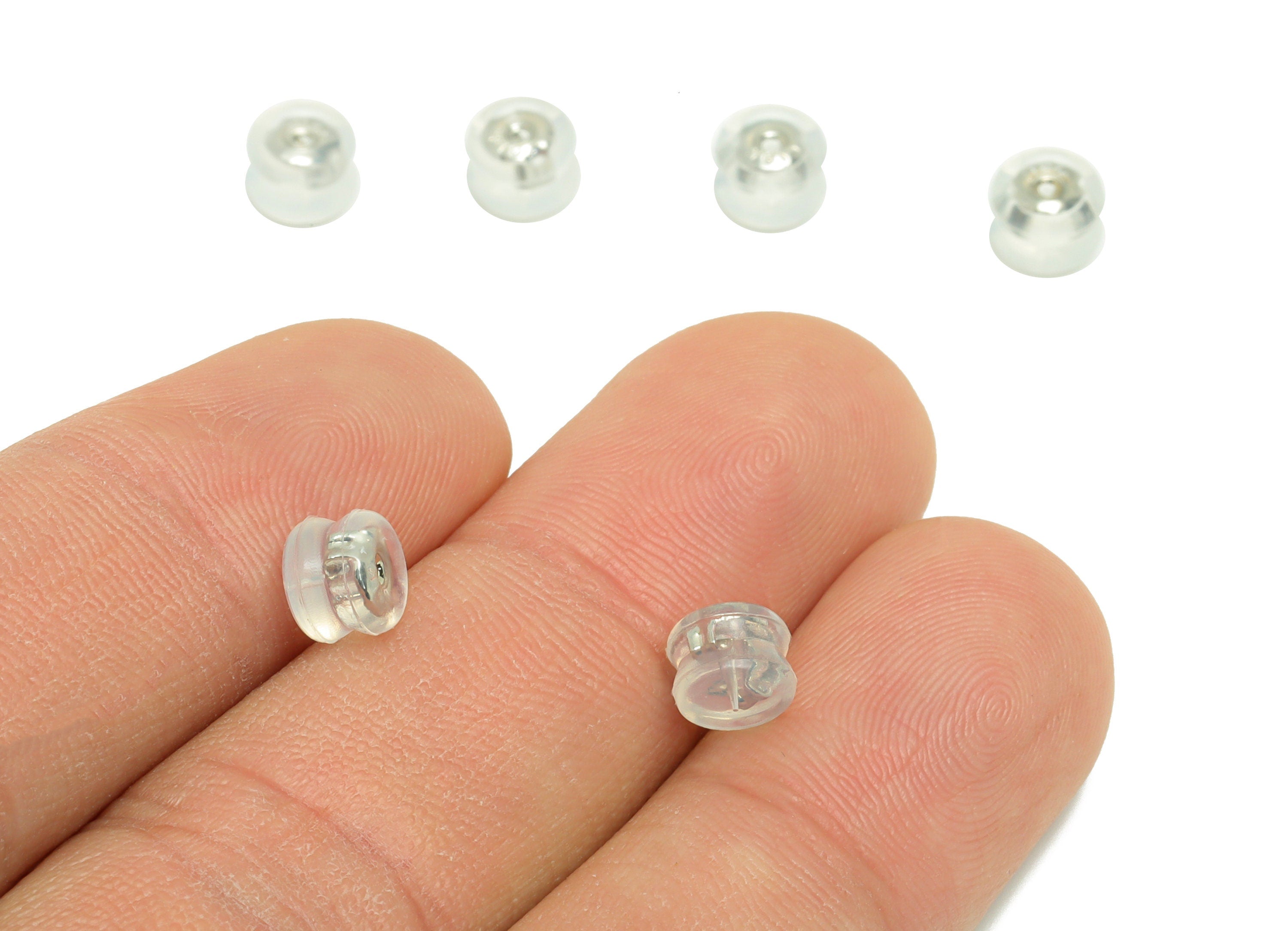 Brass Silica Gel Rubber - Rubber Earring Stopper Nuts - Rubber Earring Findings - Earring Back - Silver Tone Plating - 5.89x5x4mm - ES1040 - DOMEDBAZAAR