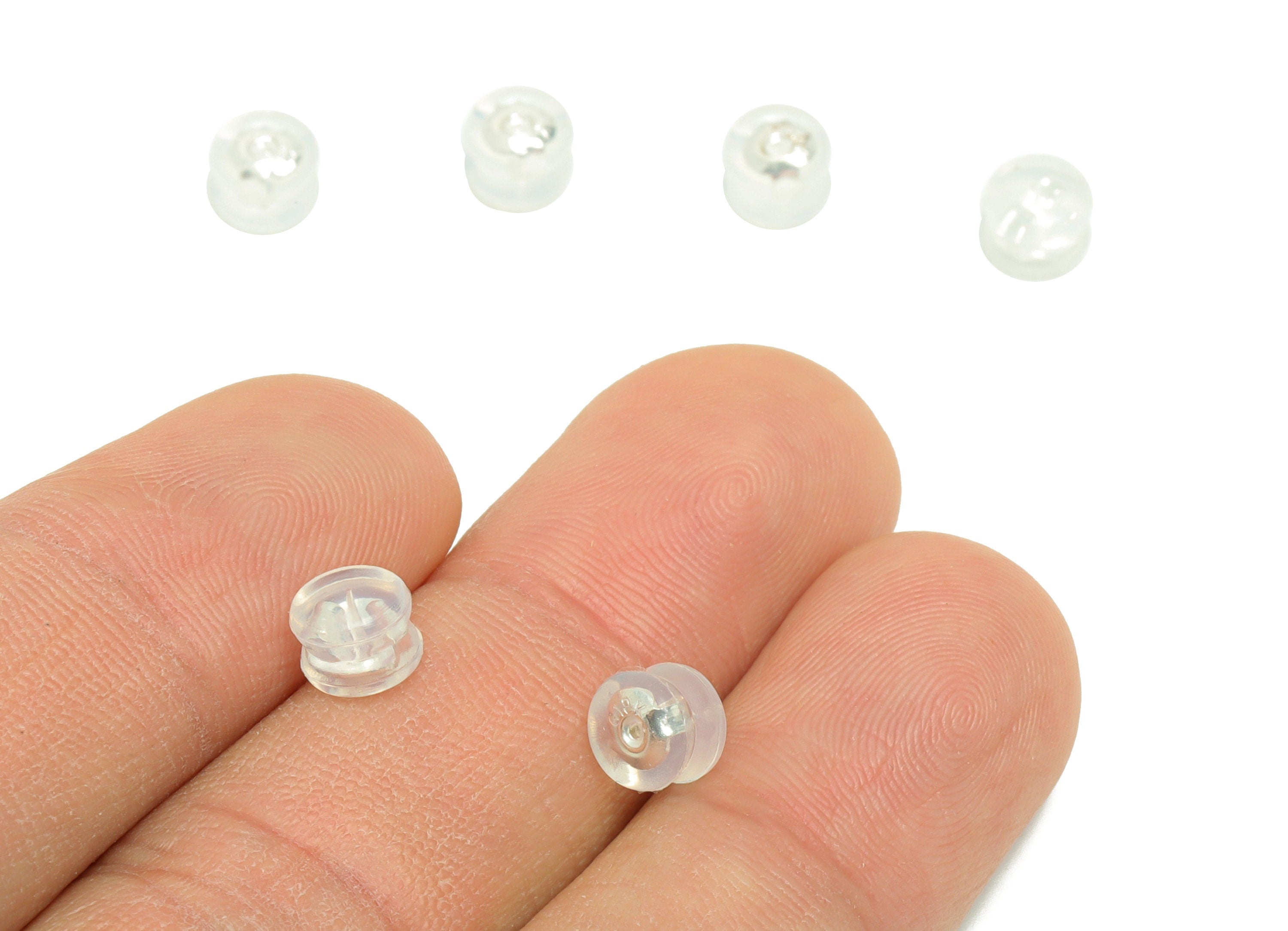 Brass Silica Gel Rubber - Rubber Earring Stopper Nuts - Rubber Earring Findings - Earring Back - Silver Tone Plating - 5.89x5x4mm - ES1041 - DOMEDBAZAAR