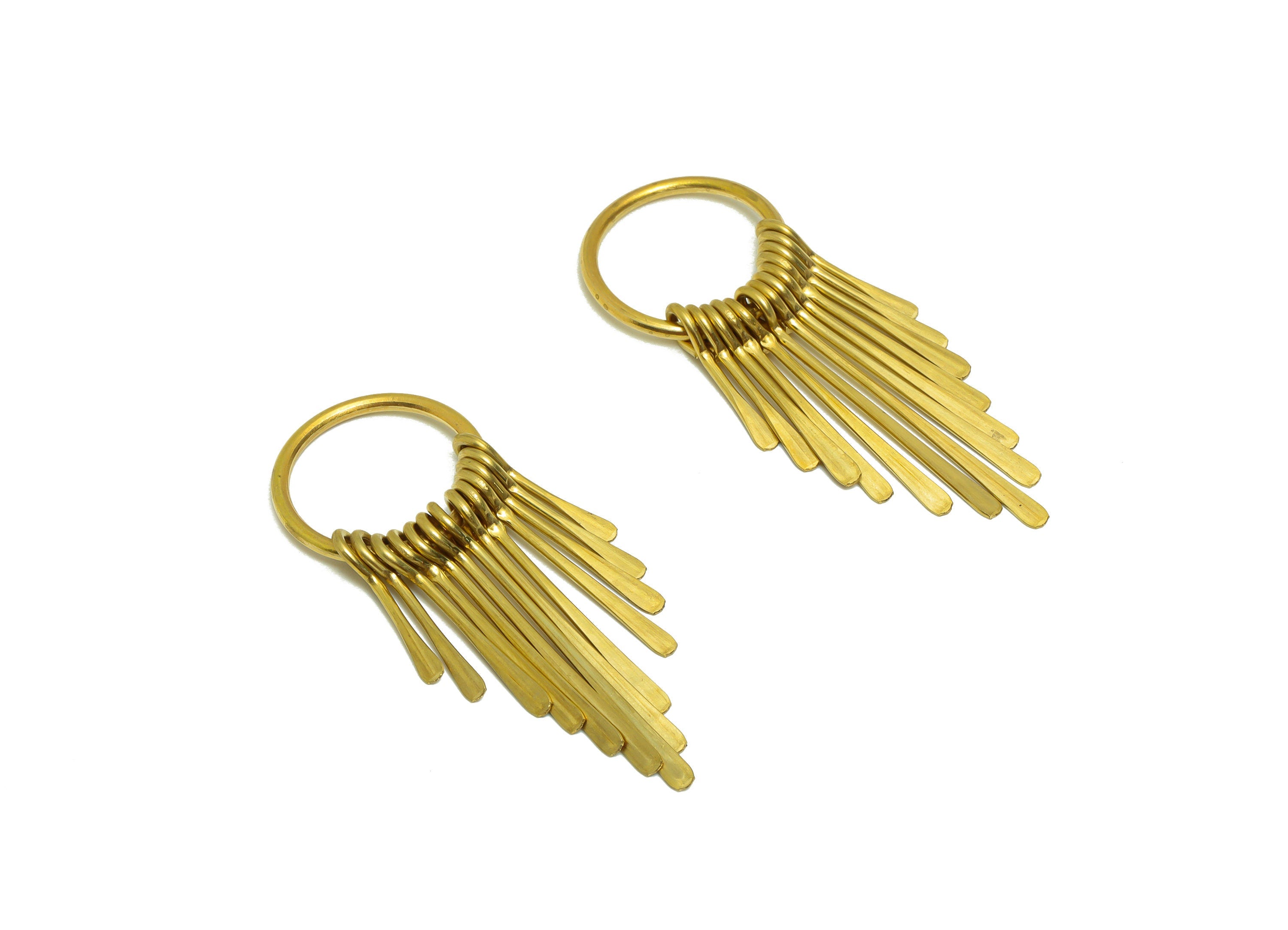 Brass Wire Tassel Earring Charm - Brass Round Wire Earring Charm - Hammered Wire 13 Earring Tassel - Dangle Tassel Charm - 48x7x1mm -PP9114 - DOMEDBAZAAR