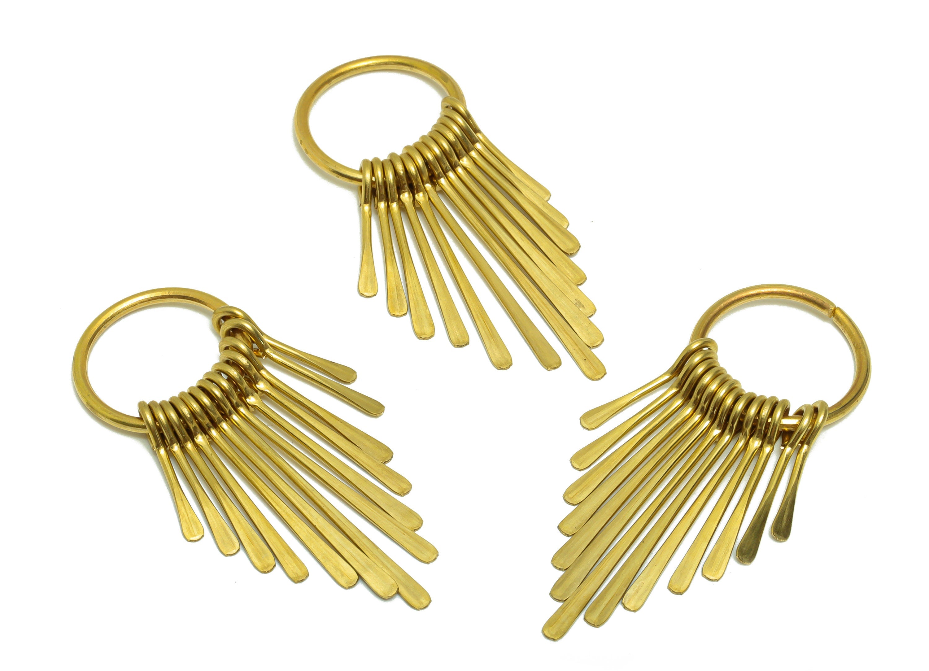 Brass Wire Tassel Earring Charm - Brass Round Wire Earring Charm - Hammered Wire 13 Earring Tassel - Dangle Tassel Charm - 48x7x1mm -PP9114 - DOMEDBAZAAR