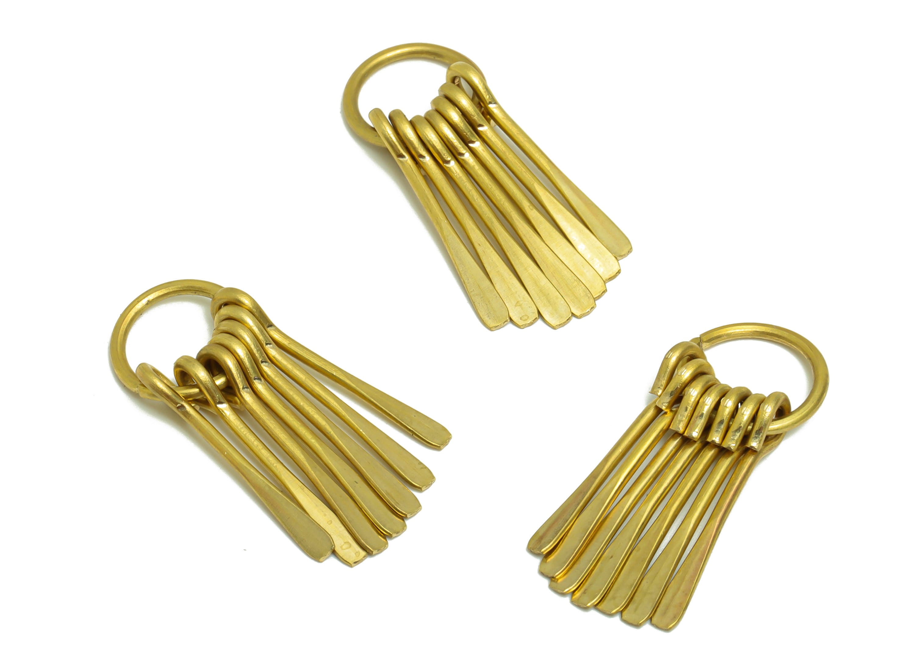 Hammered Wire Tassel Earring - Brass Hammered Wire Earring Charm - Brass Wire 7 Earring Charm - Dangle Tassel Charm - 31x11x1mm -PP9113 - DOMEDBAZAAR