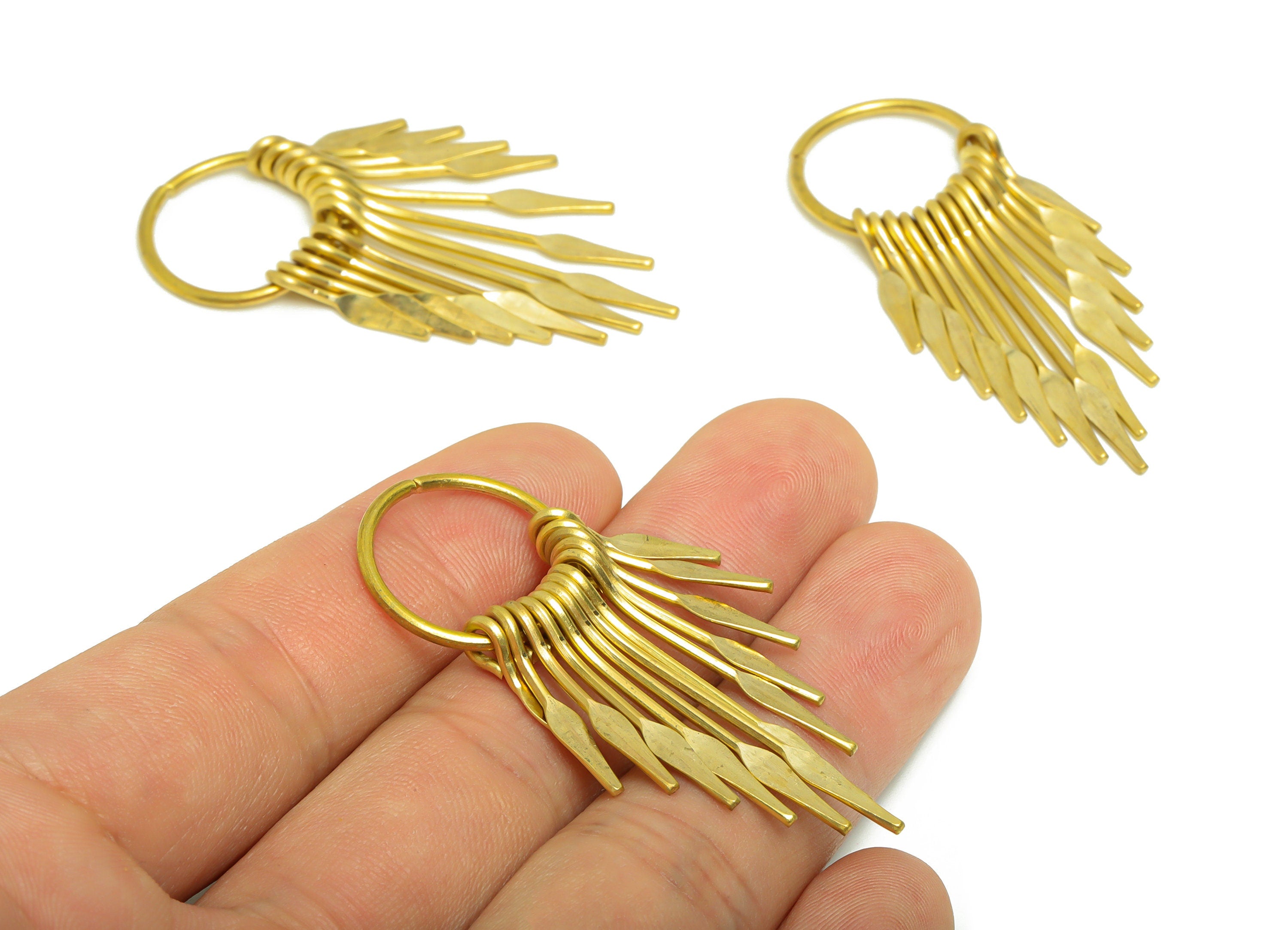 Brass Tassel Arrow Earring Charm - Brass Hammered Wires Earring Charm - Wires 13 Earring Charm - Dangle Tassel Charm - 53x19x1.39mm -PP9115 - DOMEDBAZAAR