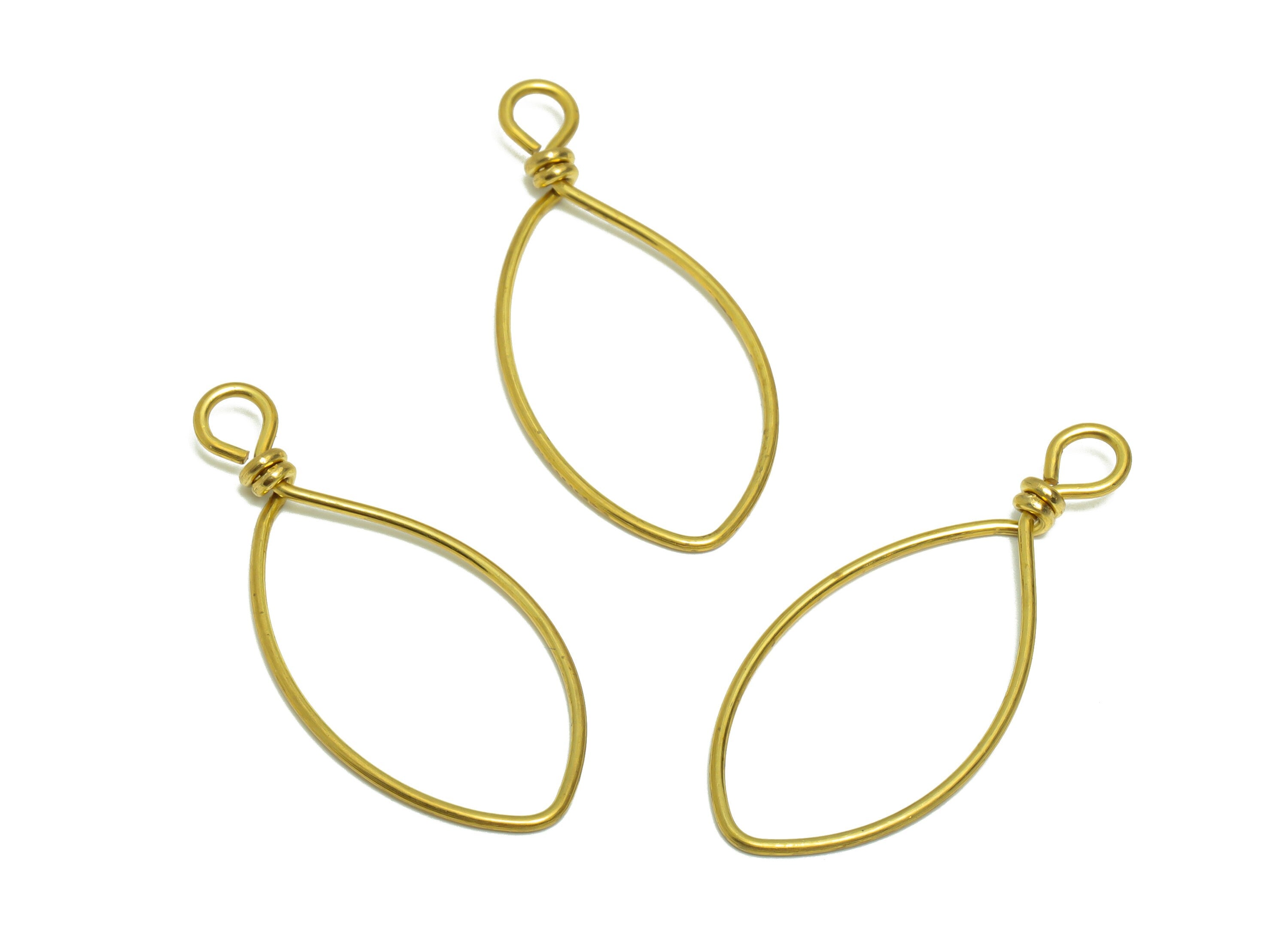 Brass Wire Marquise Earring Charm - Brass Geometry Eye Wire Earring Charm - Brass Geometry Wire Earring Pendant - 39.20x17x0.88mm - PP9110 - DOMEDBAZAAR