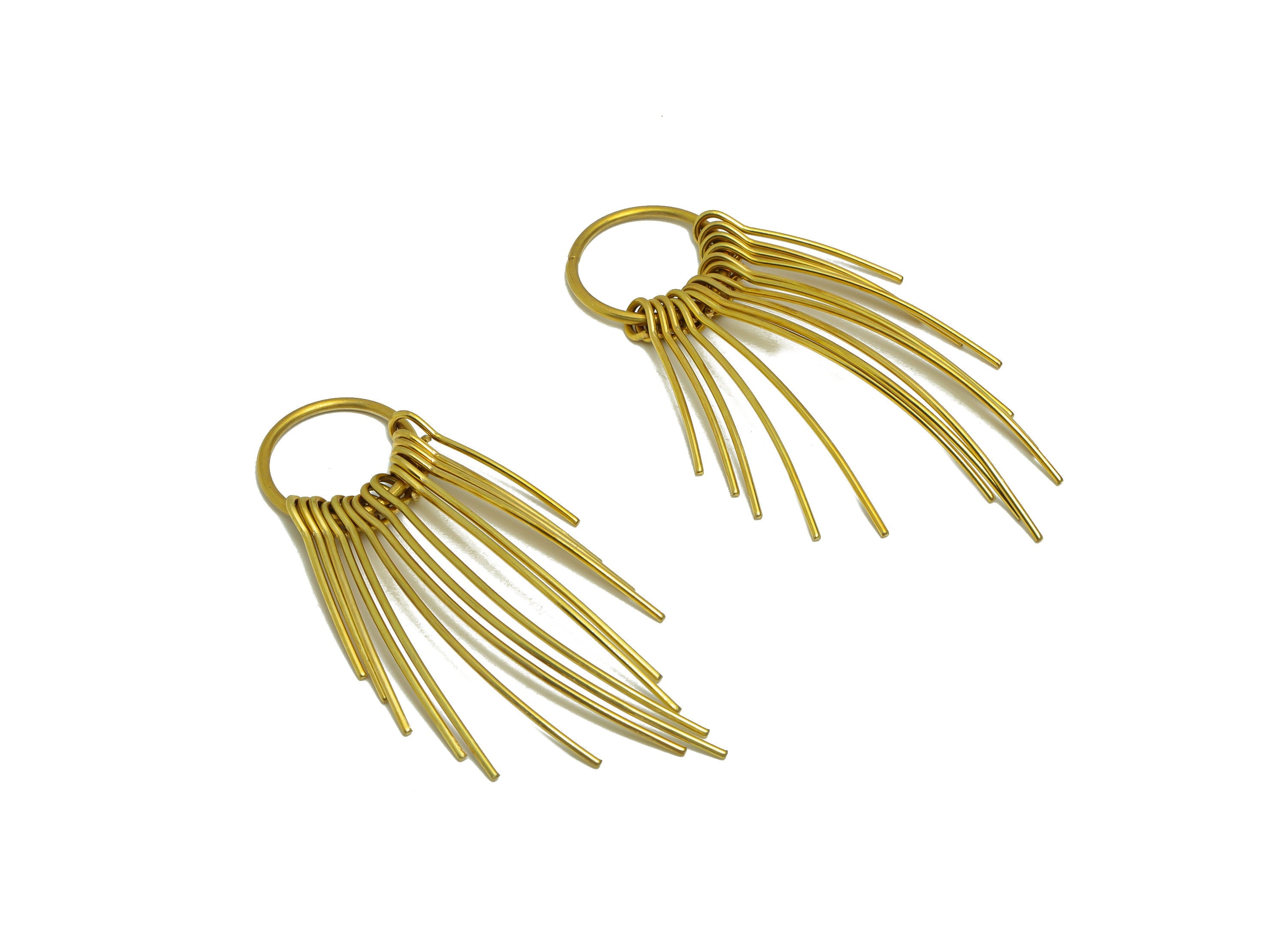 Brass Tassel Earring Charm - Brass Stick Wires Earring Charm - Bar Wires Earring Bent Wire Charm - Dangle Tassel Charm - 55x14x1mm -PP9104 - DOMEDBAZAAR